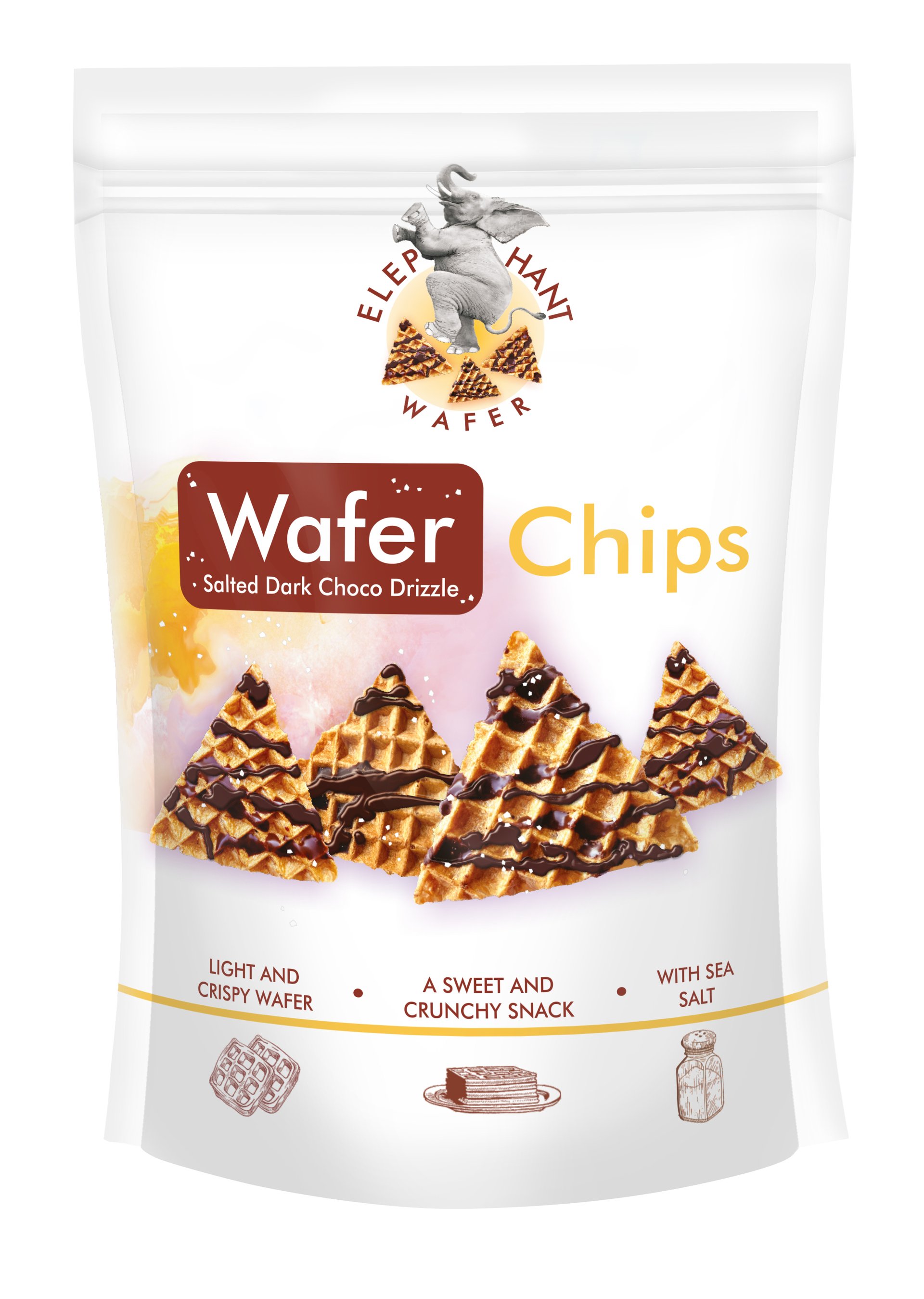 E-shop Elephant Wafer Trojuholníkové oblátkové chipsy so slanou čokoládovou polevou 70 g