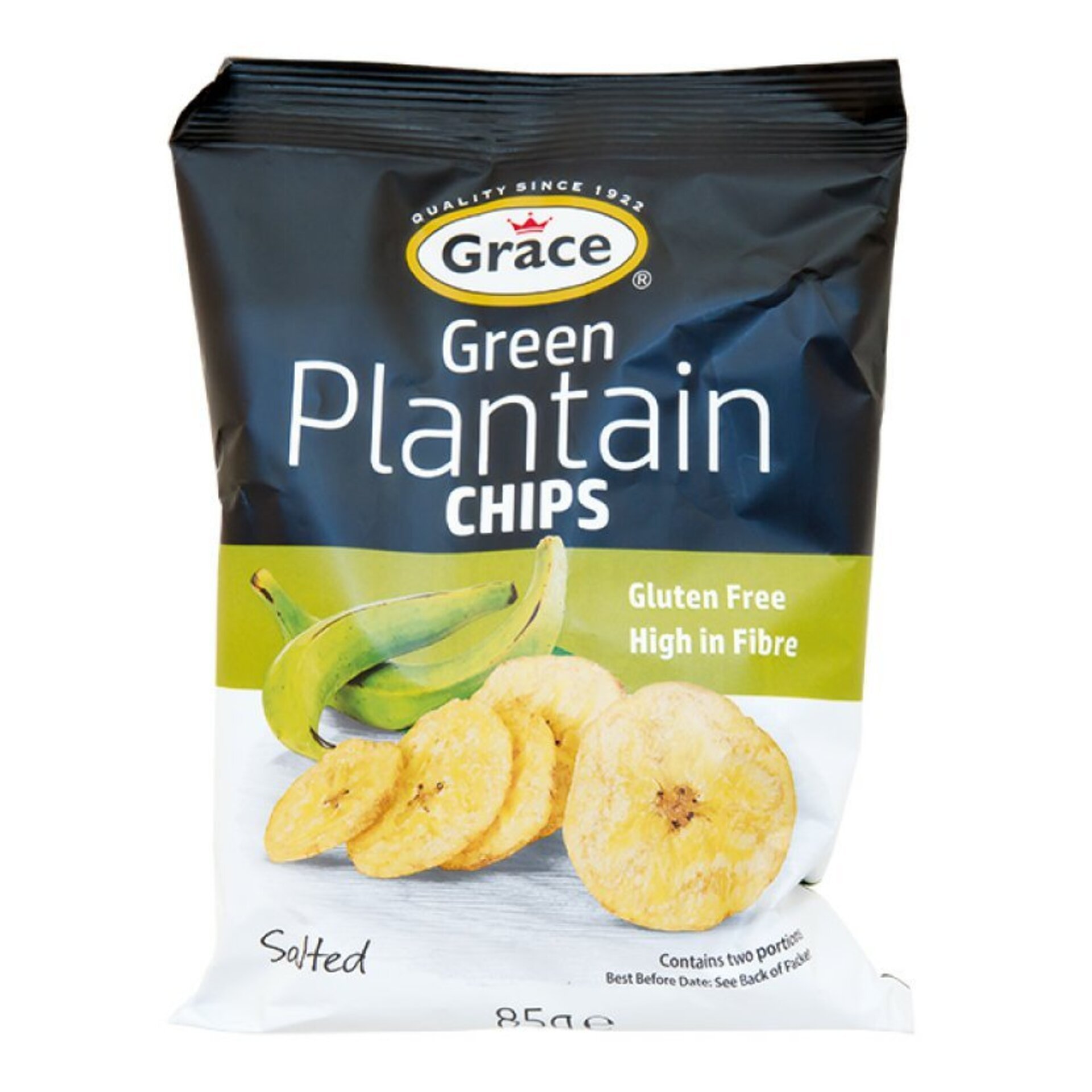 E-shop Grace Bezlepkové chipsy zo zelených banánov plantain solené 85 g