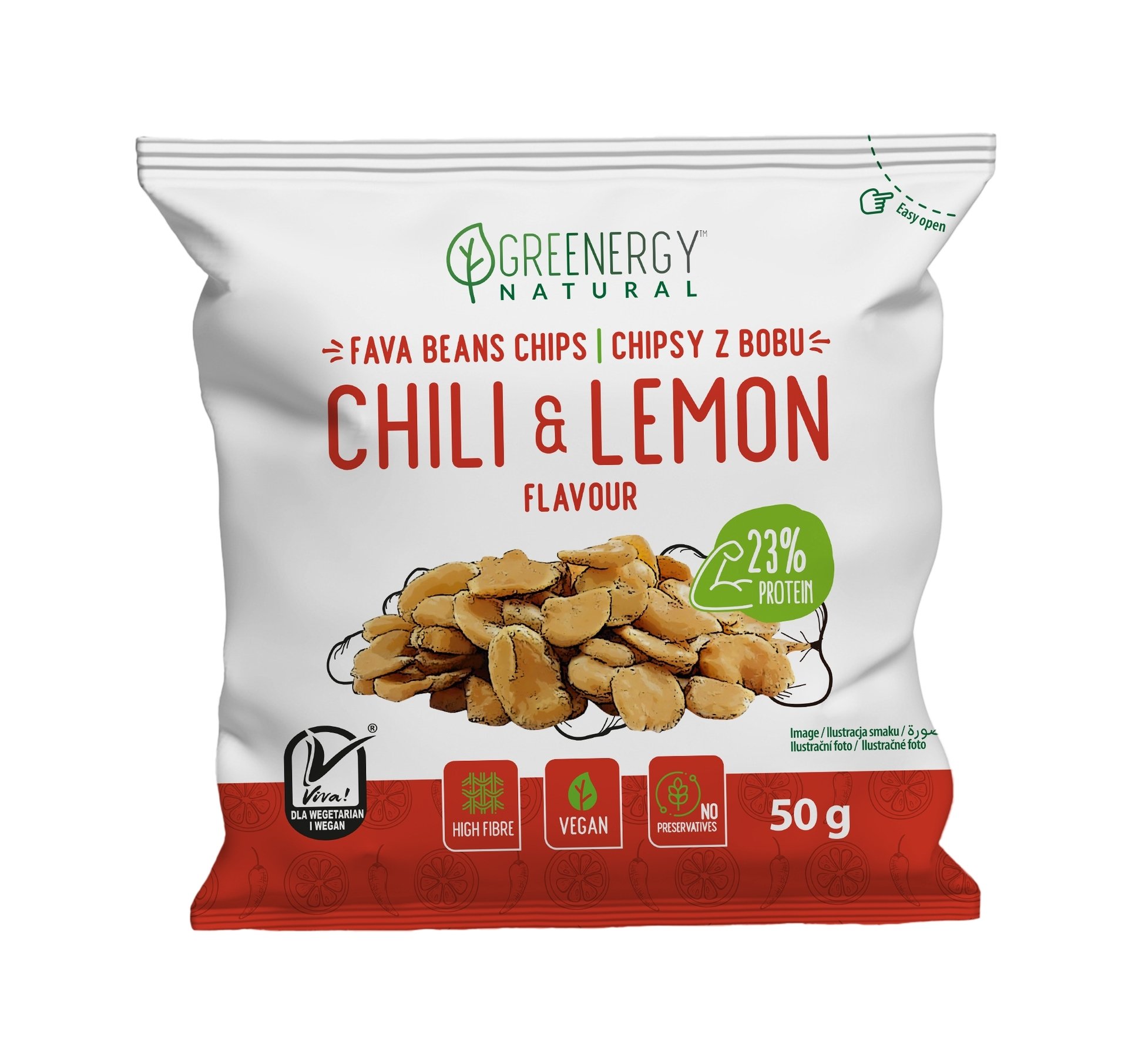E-shop Greenergy Fava Chips s príchuťou chilli a citrónu 50 g