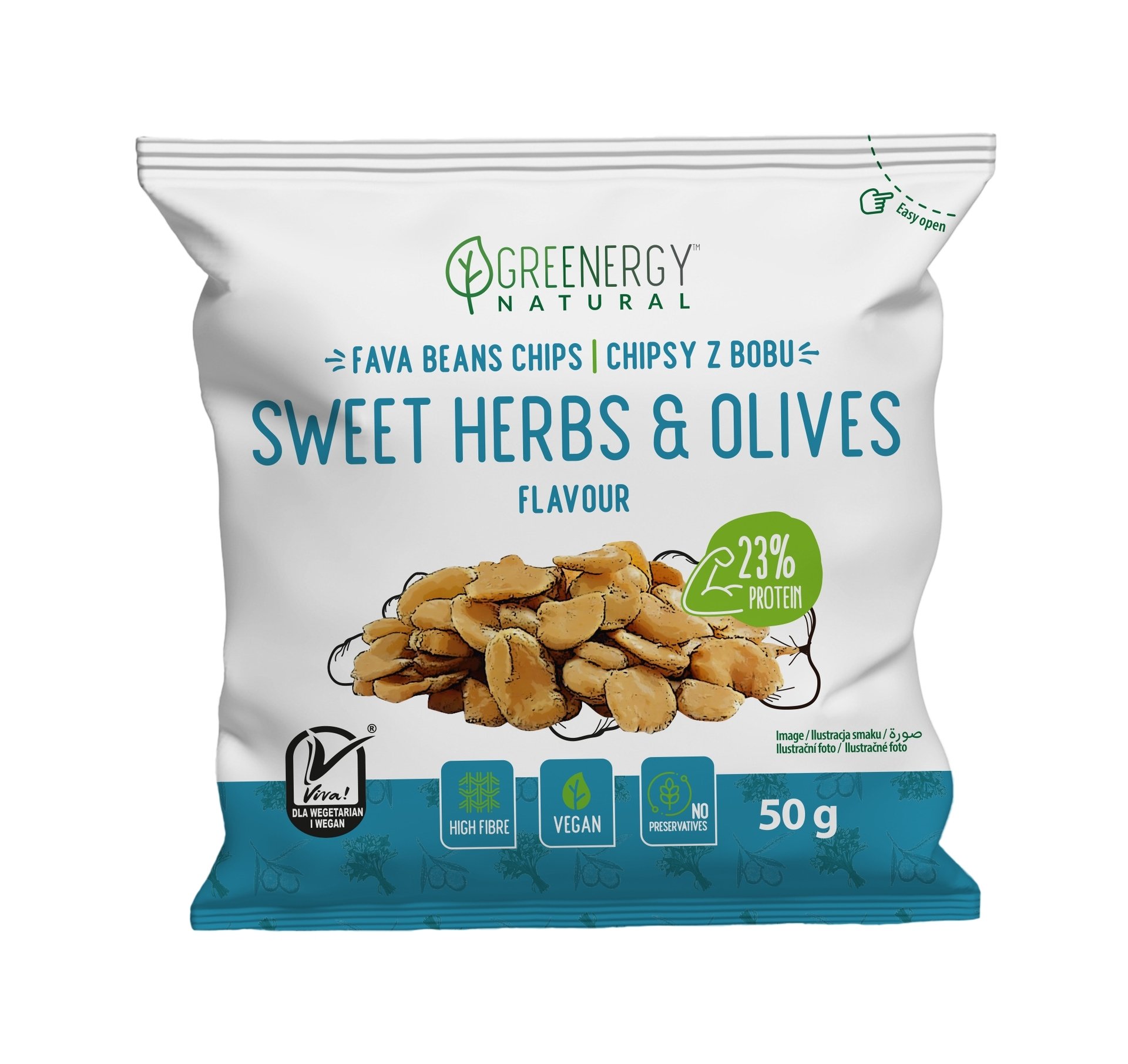 E-shop Greenergy Fava Chips s príchuťou sladkých byliniek a olív 50 g