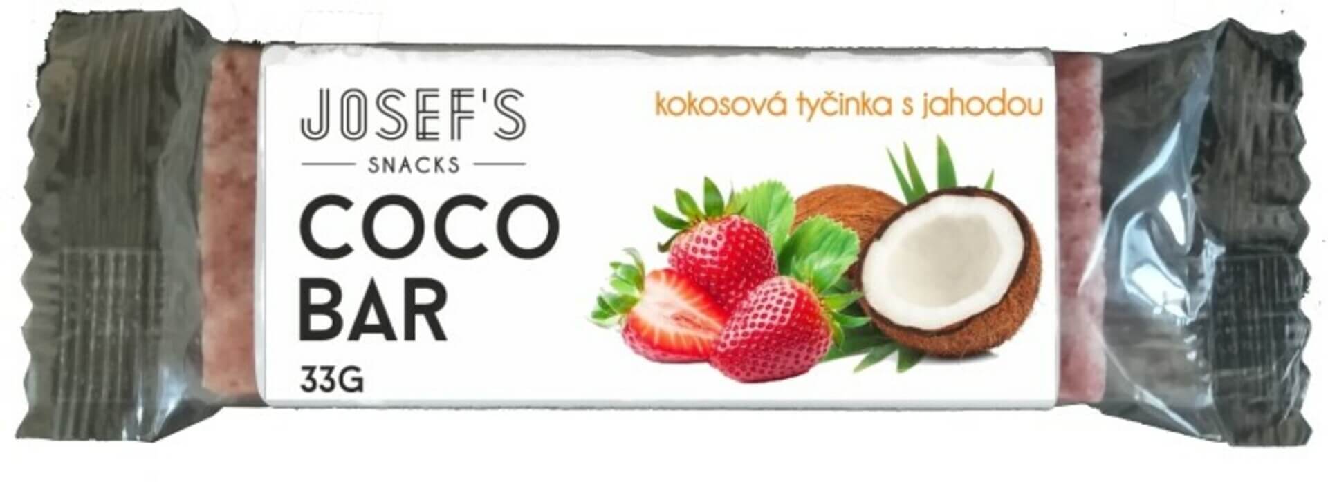 Josef 's snacks Kokosová tyčinka s lyofilizovanou jahodou 33 g