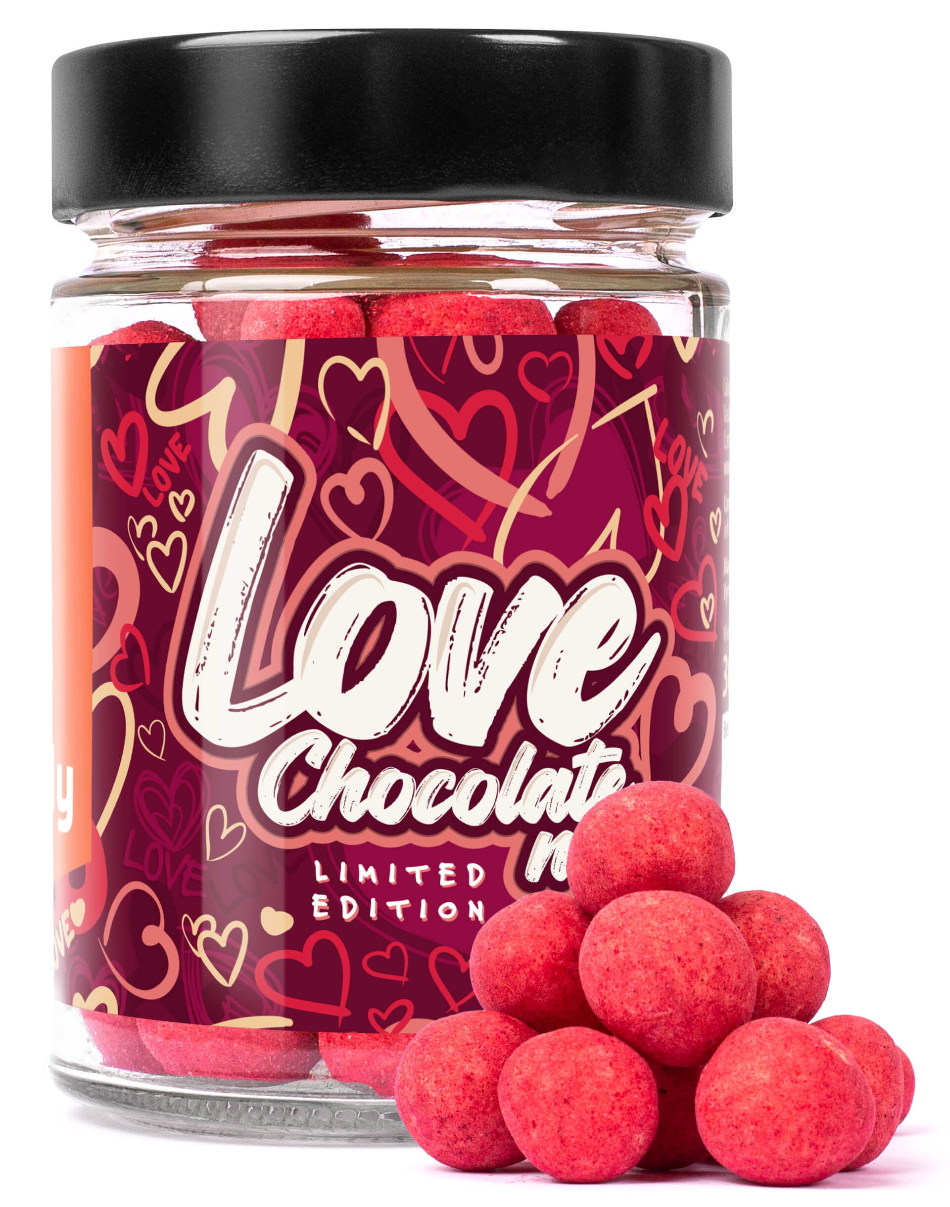 E-shop GRIZLY LOVE Lieskove orechy v bielej čokoláde a malinovom prachu 180 g