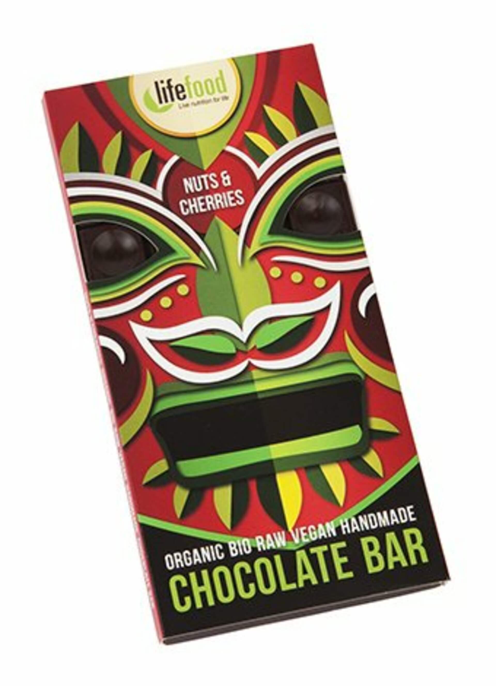 Lifefood  - Čokoláda z nepraženého kakaa s kúskami orechov a čerešní 70 g BIO   LIFEFOOD