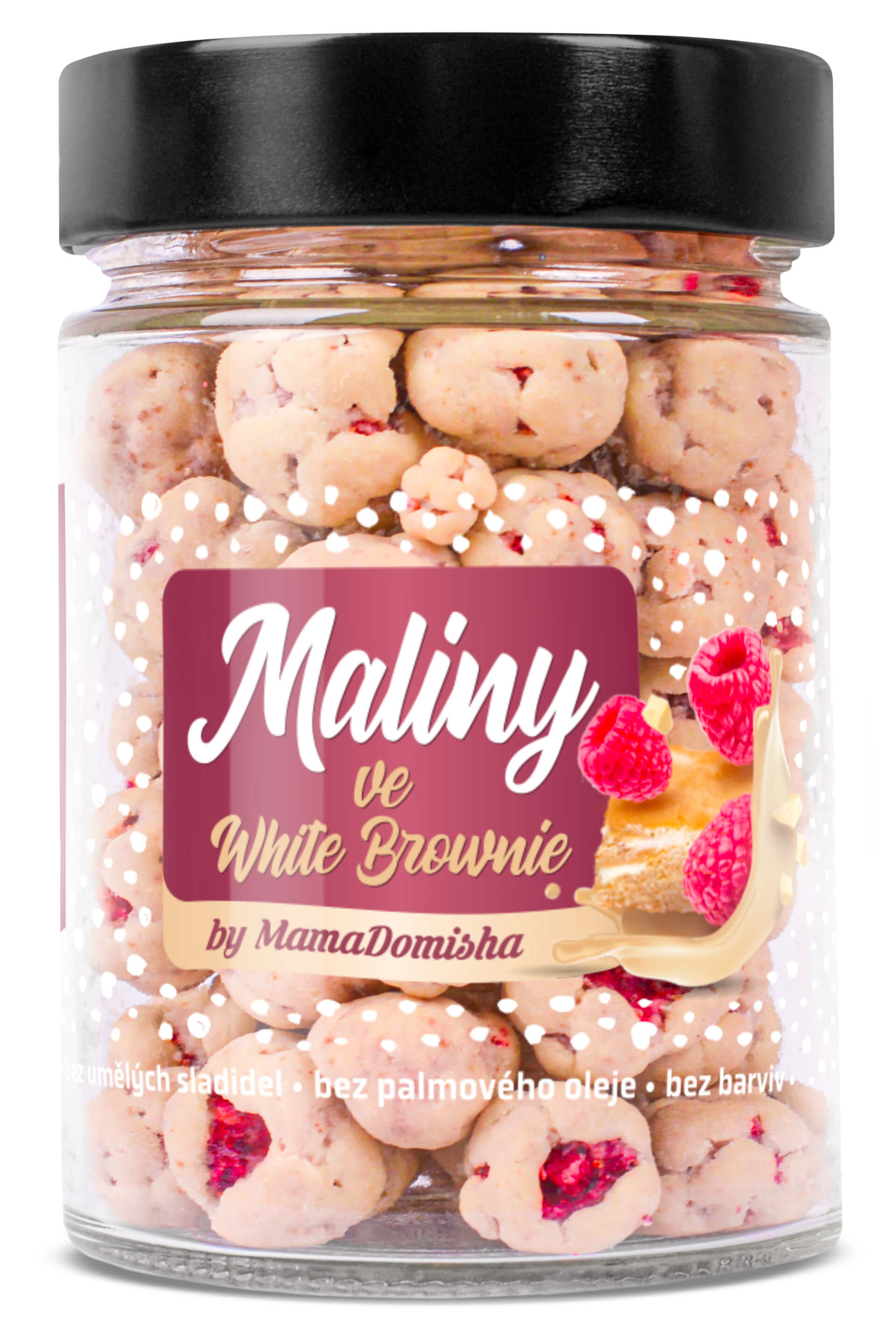 E-shop GRIZLY Maliny v bielej čokoláde s krémom White Brownie by @mamadomisha 90 g