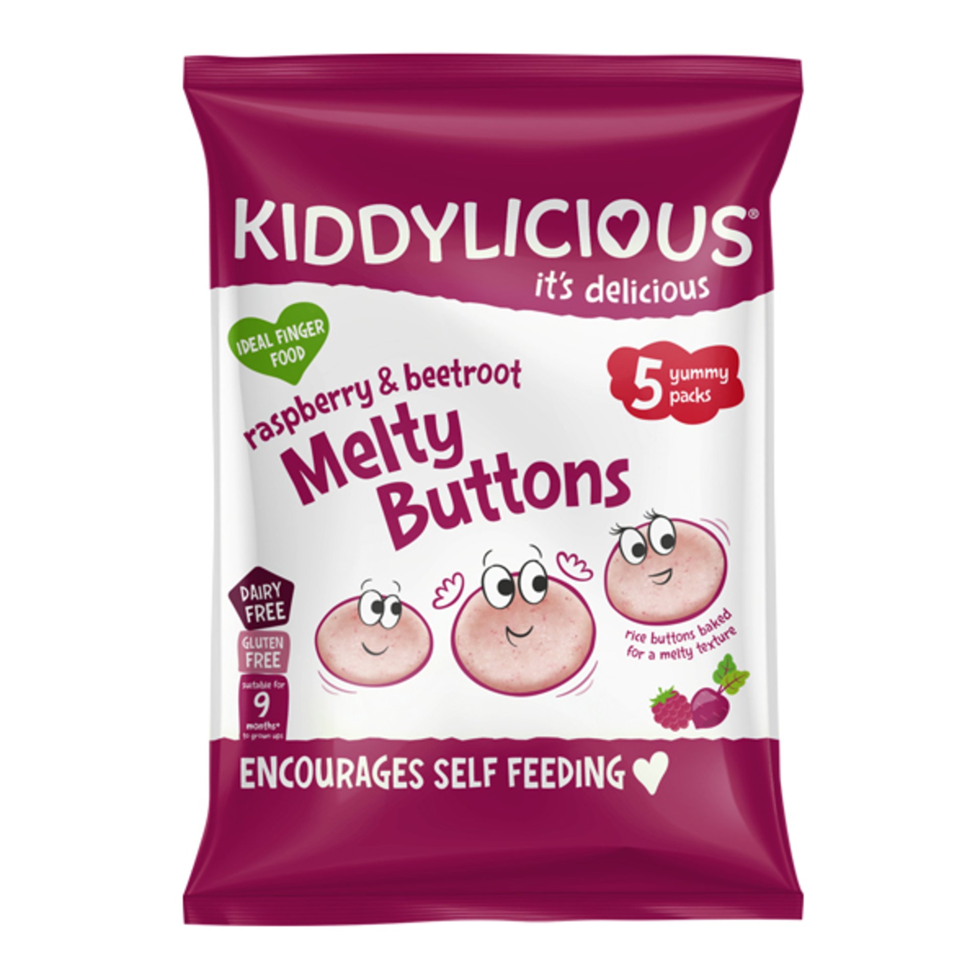 E-shop Kiddylicious Ovocno-zeleninové gombíky malina s repou (5x6g) multipack