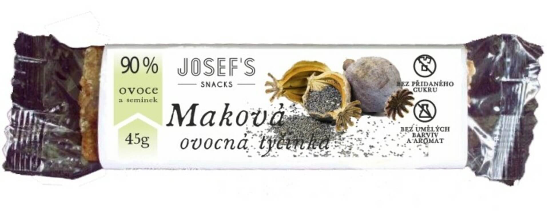 E-shop Josef 's snacks Ovocná maková tyčinka 45 g