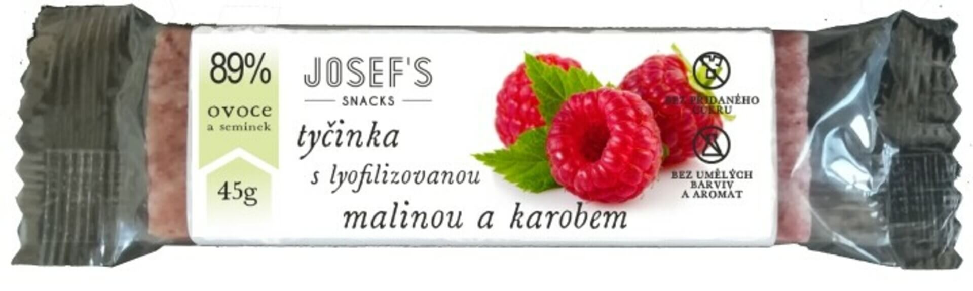 E-shop Josef 's snacks Ovocná tyčinka s lyofilizovanou malinou a carob 45 g