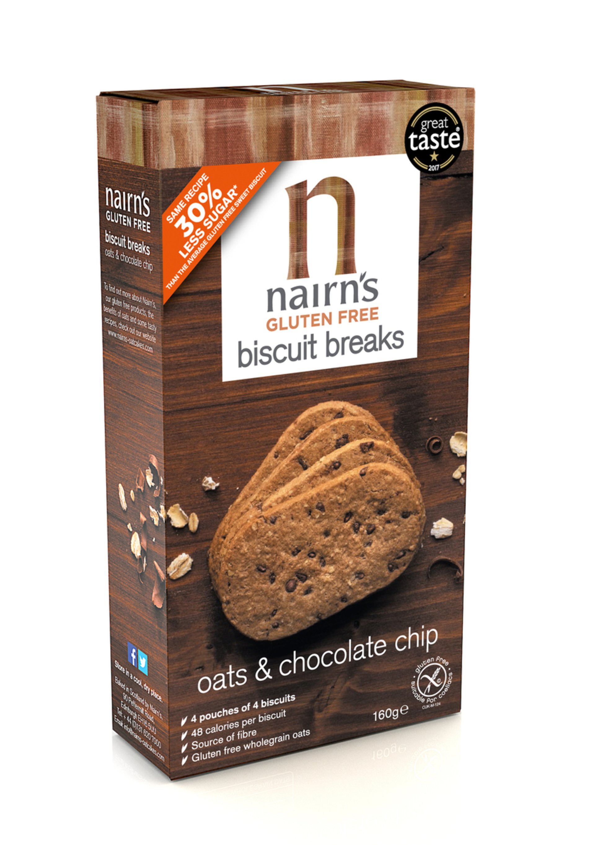 E-shop Nairns Ovsené sušienky s čokoládou 160 g