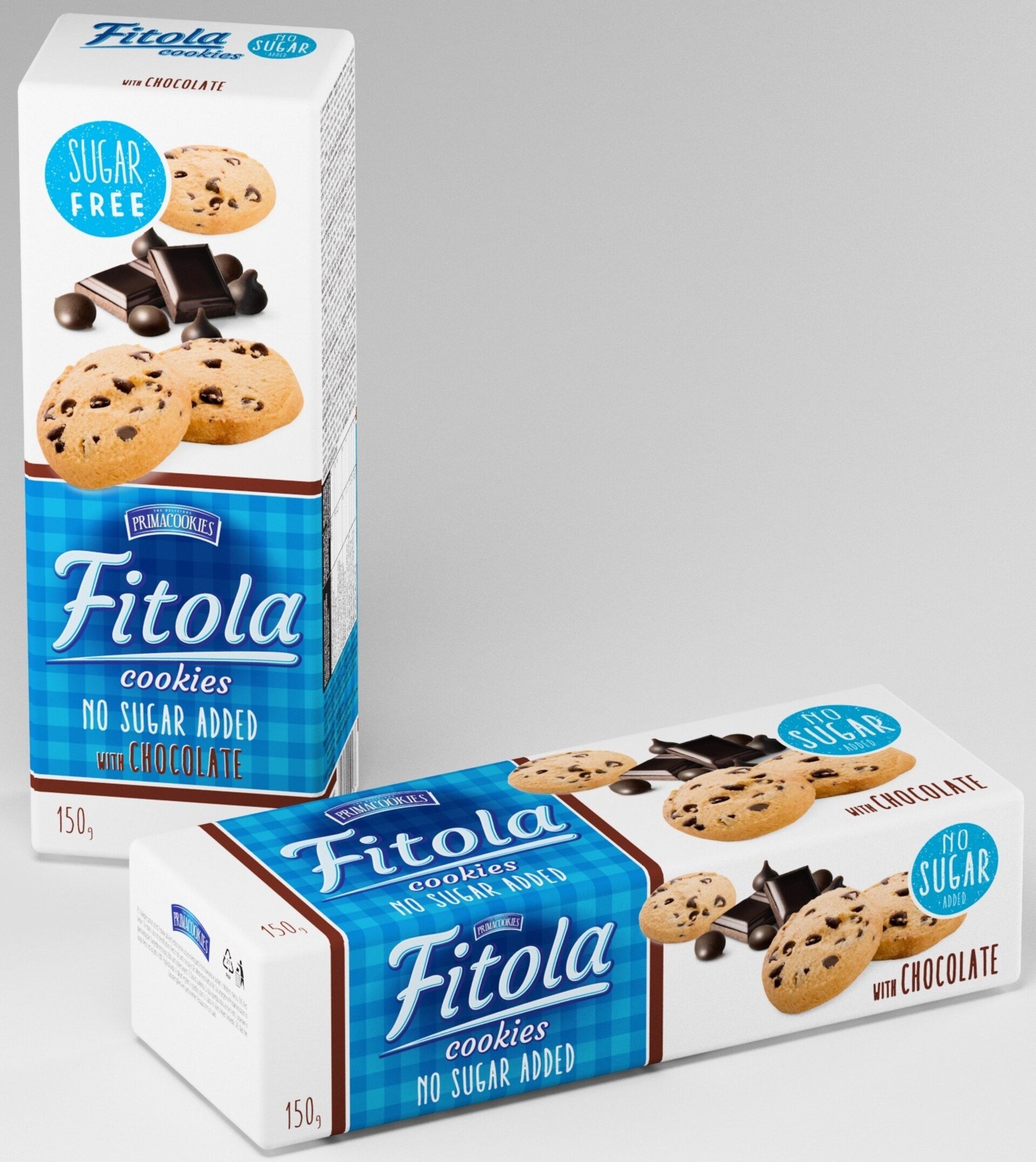 E-shop Fitola Chocolate Krehké sušienky bez pridaného cukru s čokoládou bez cukru 150 g