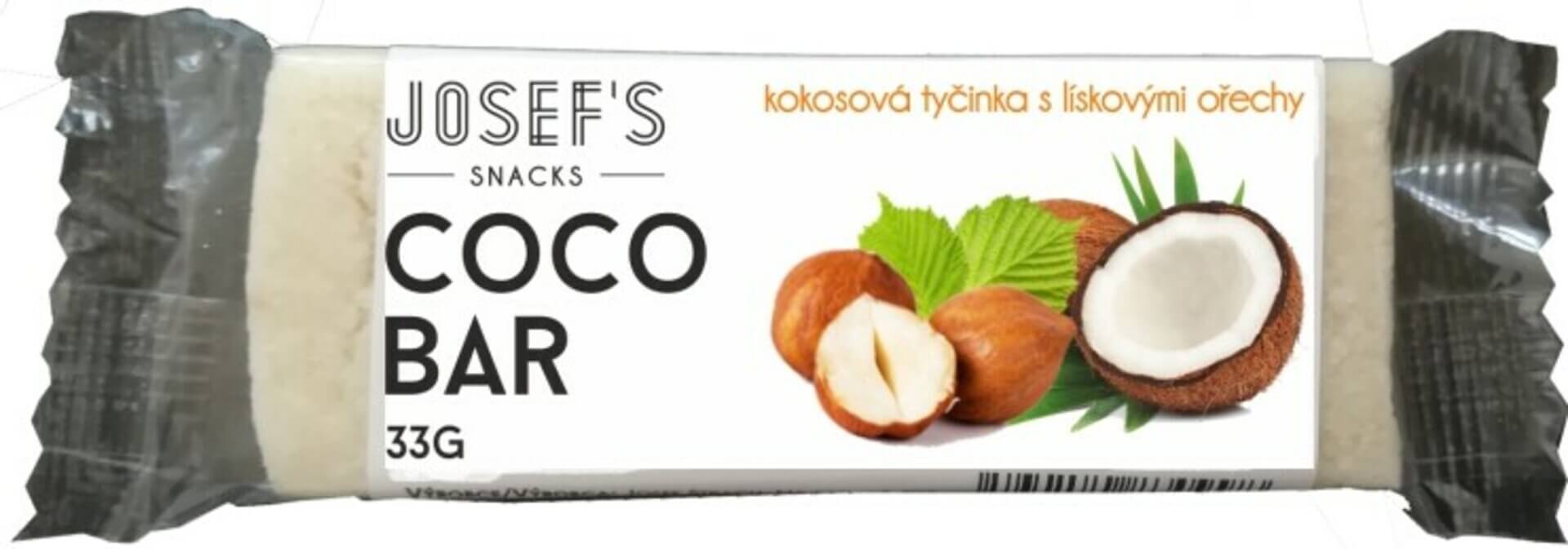 E-shop Josef 's snacks Kokosová tyčinka s lieskovým orechom 33 g