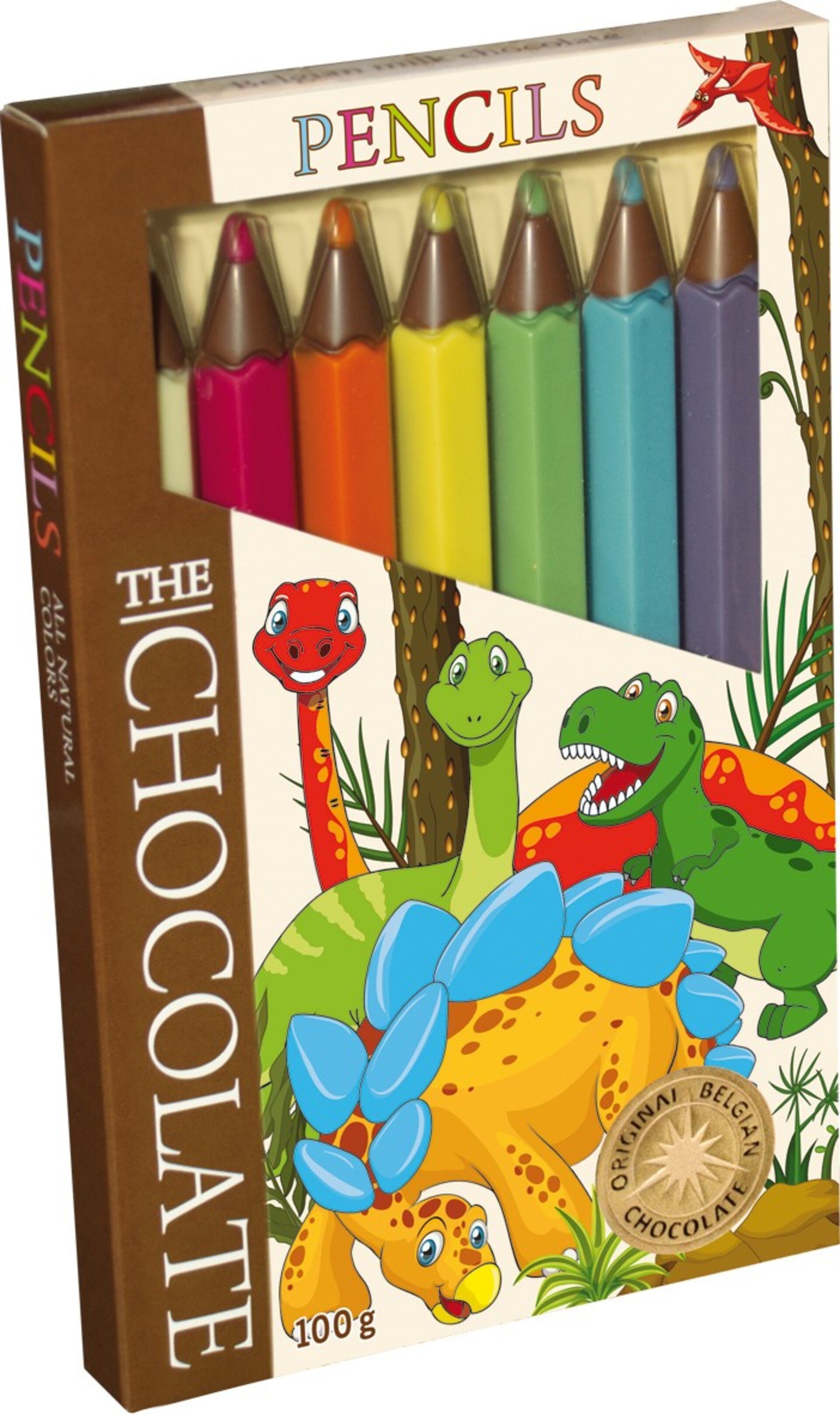 E-shop T-Severka Čokoládové pastelky - motív dinosaury 100 g