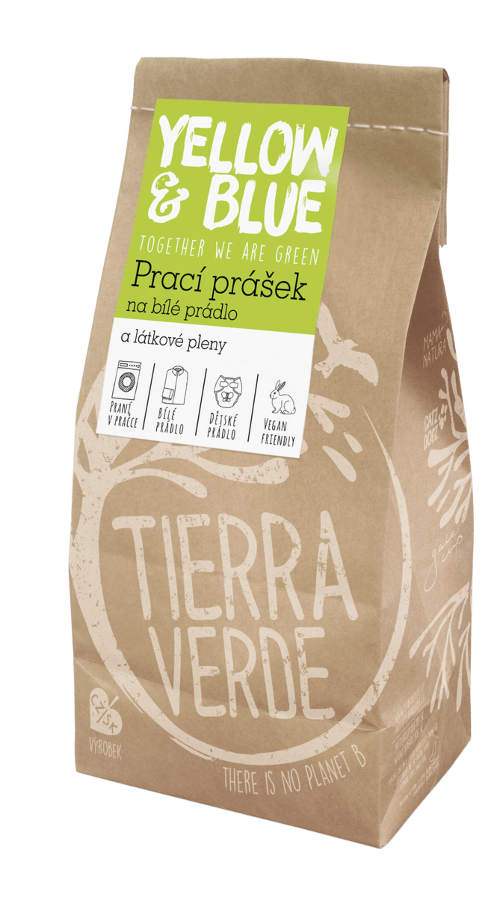 E-shop Tierra Verde Prací prášok z mydlových orechov na biele prádlo a látkové plienky (papierový sáčok) 850 g