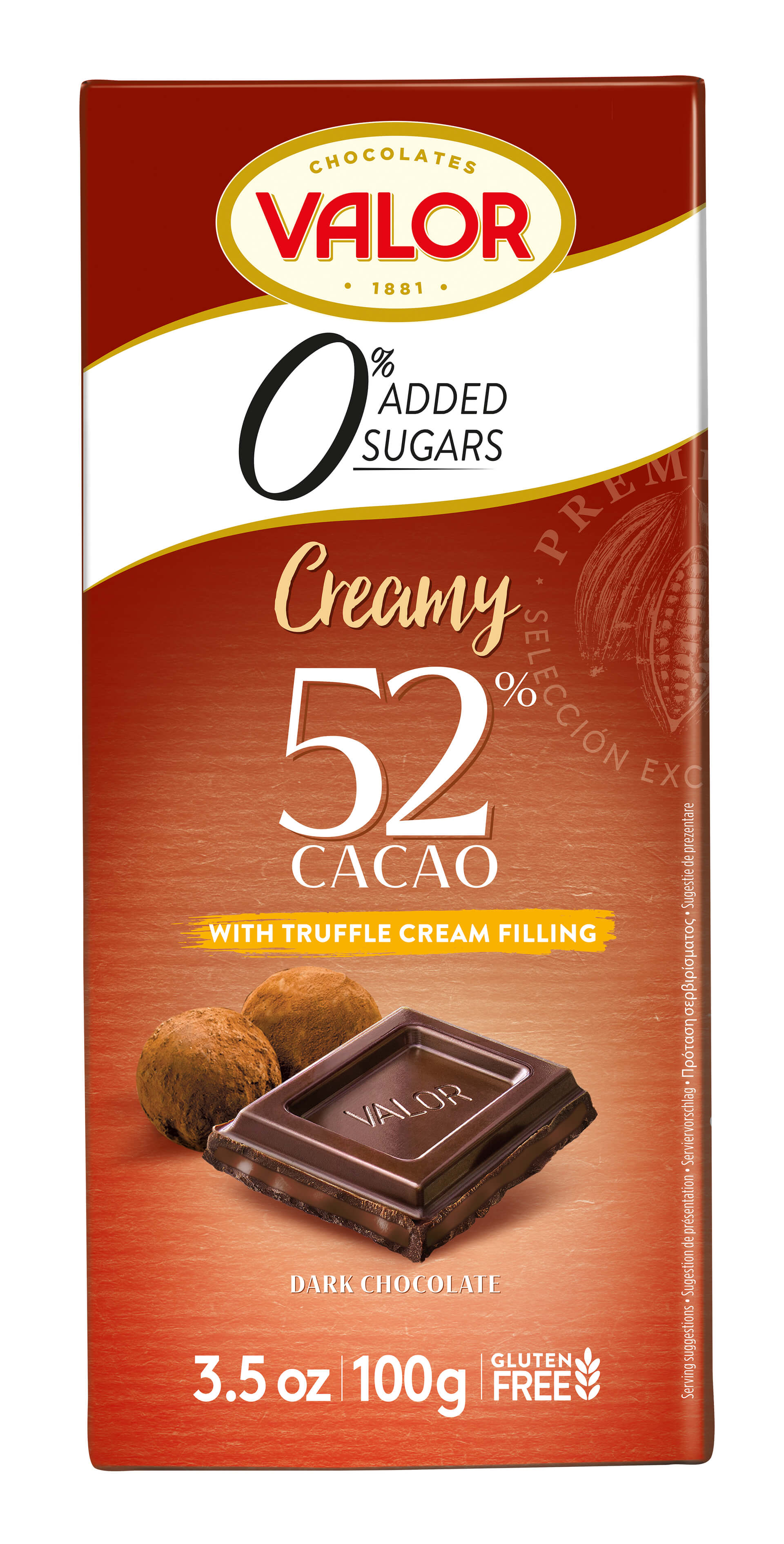 E-shop Valor Čokoláda s náplňou 35%, bez prídavku cukru, sa sladidlami 100 g