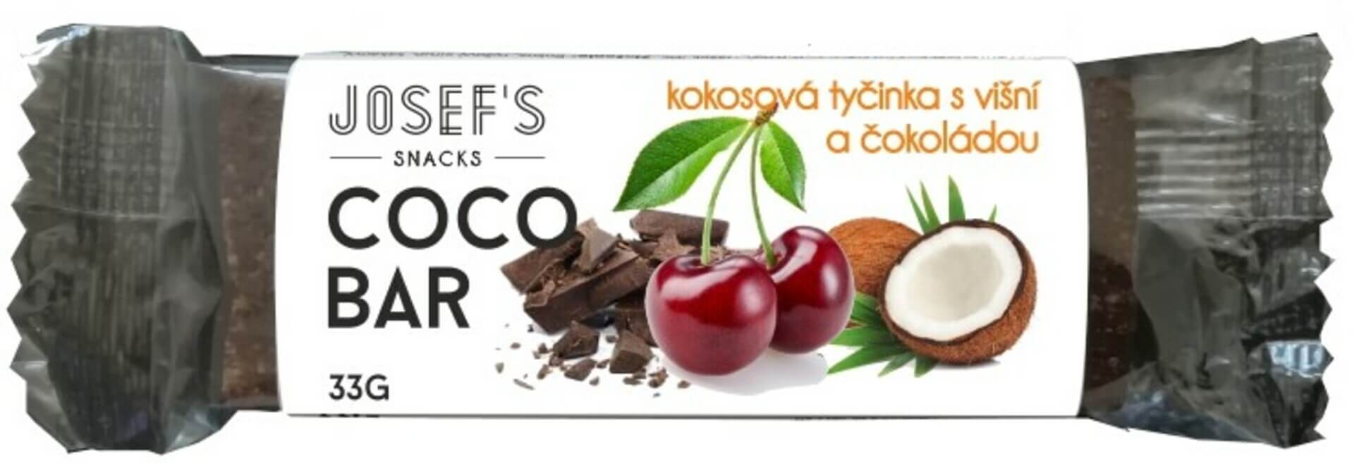 E-shop Josef 's snacks Kokosová tyčinka višňa a čokoláda 33 g