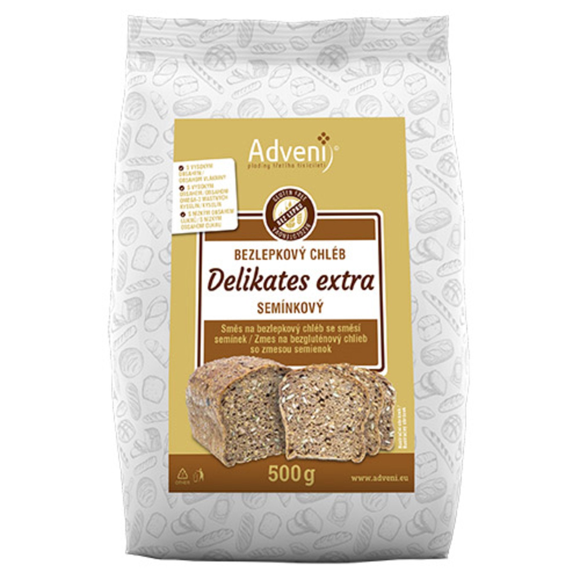 Adveni Bezlepkový chlieb Delikates Extra so zmesou semienok 500 g
