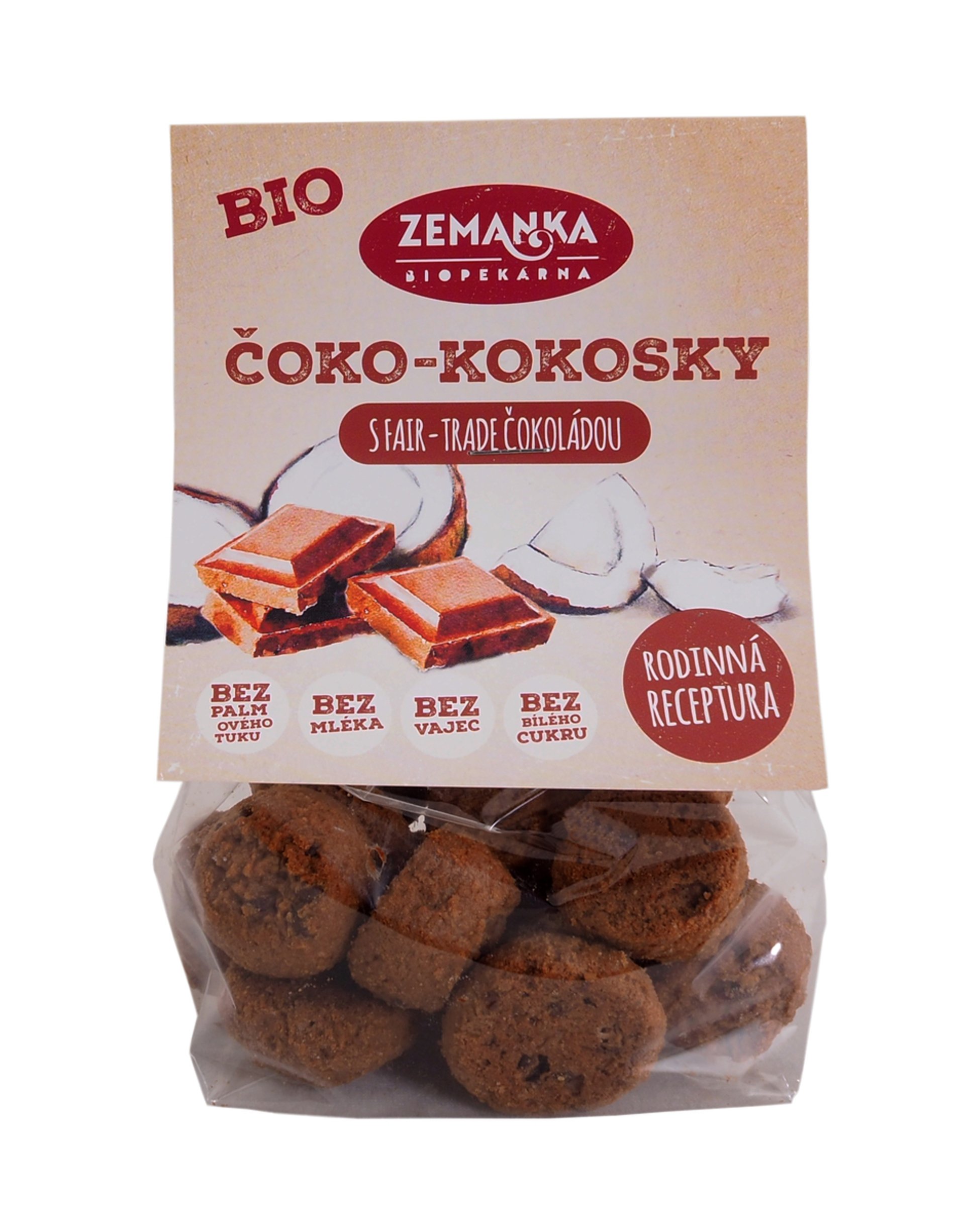 Biopekáreň Zemanka BIO čoko - kokosky s FAIR-TRADE čokoládou 100 g