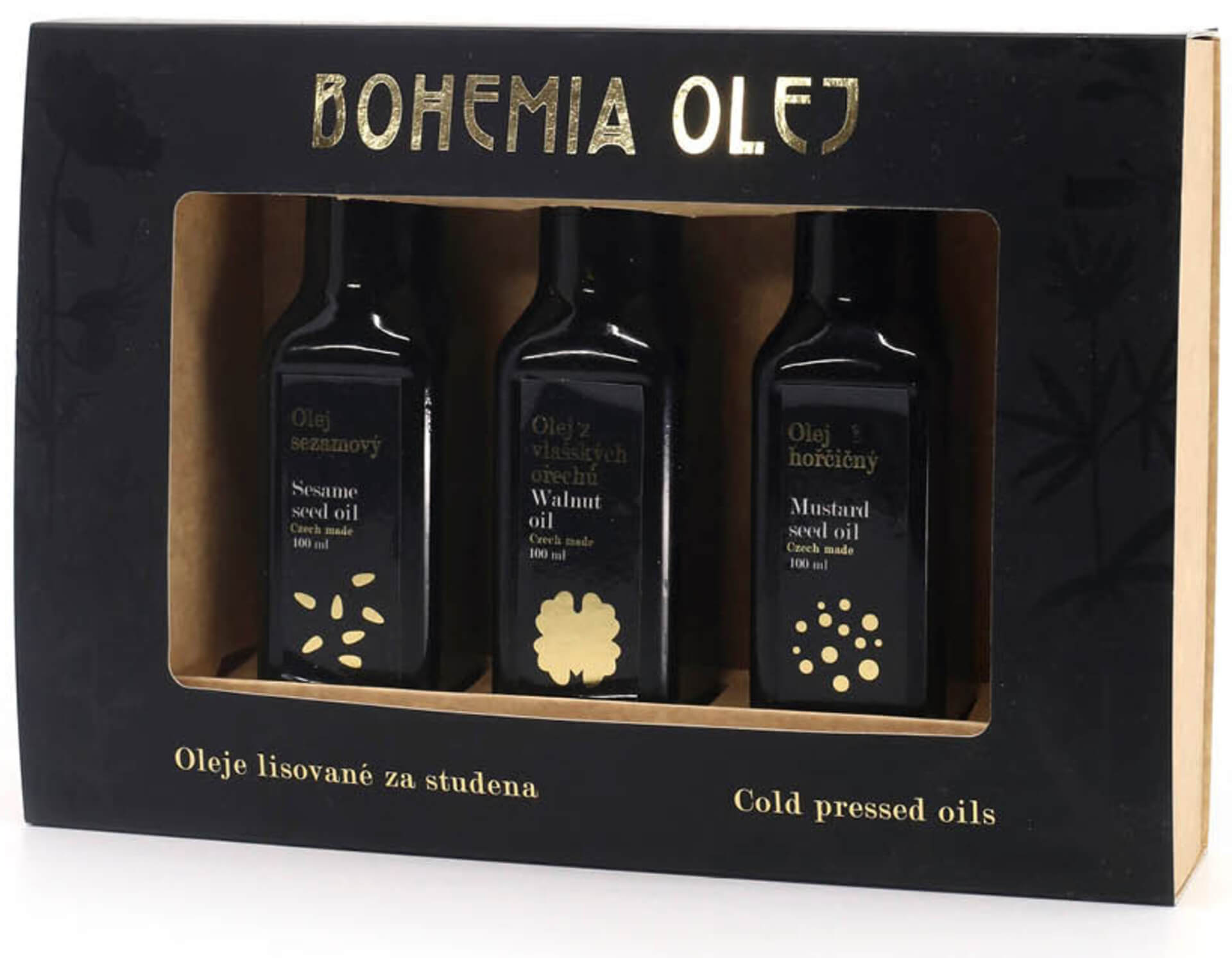 E-shop Bohemia olej Darčekové balenie olejov horčice, sezam, vlašský orech 3 x 100 ml