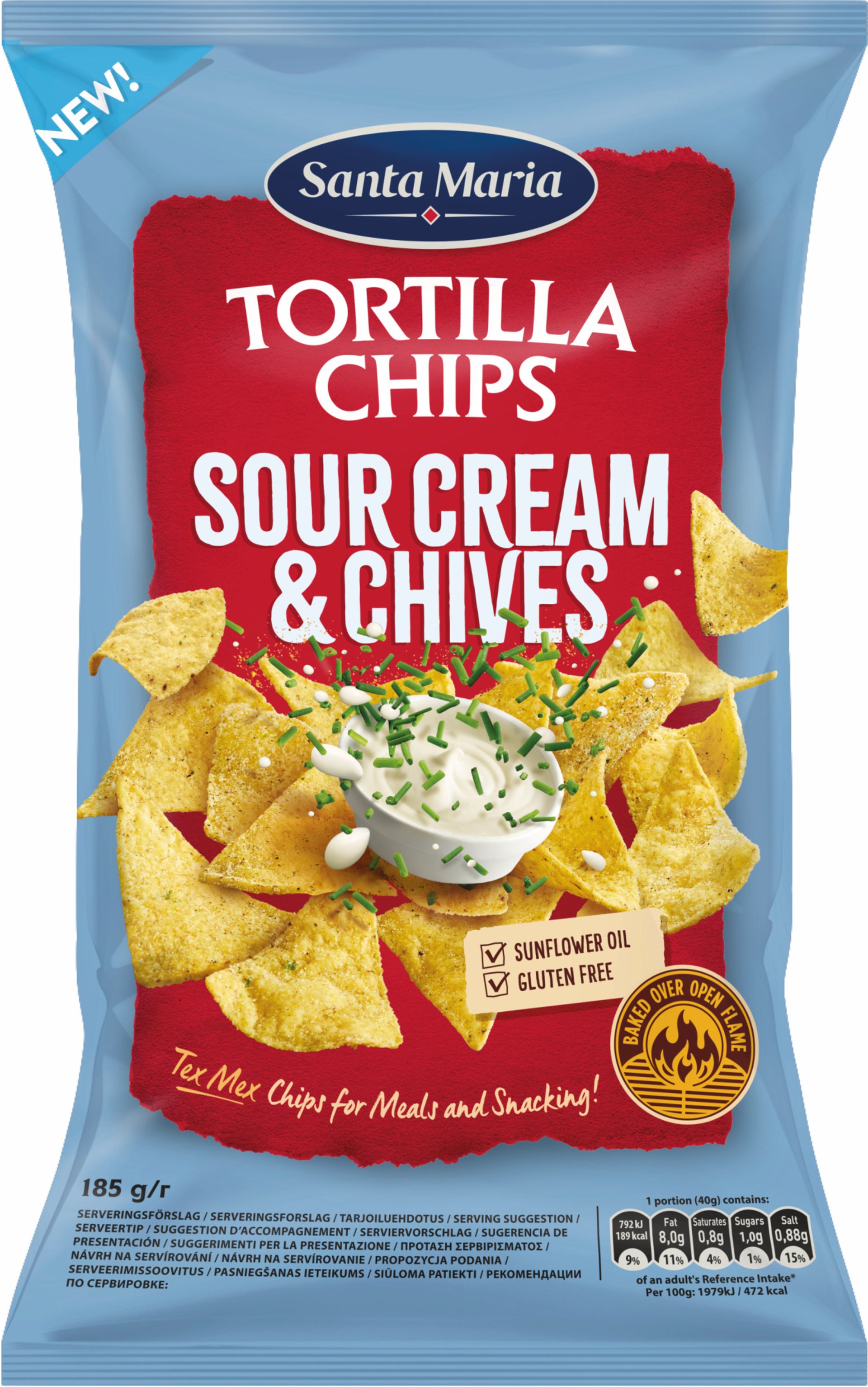 E-shop Santa Maria Tortilla chips smotana a pažítka 185 g