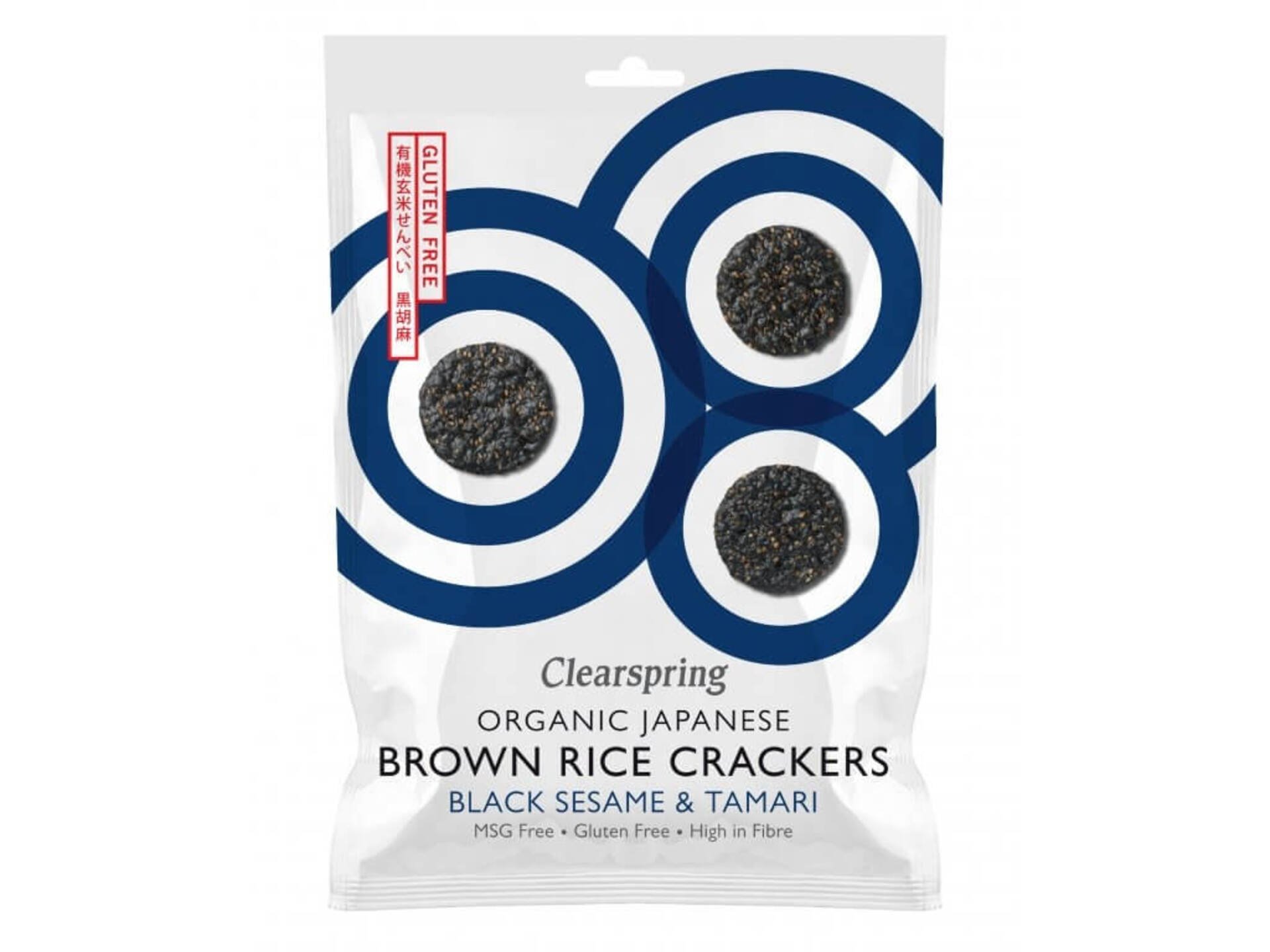Clearspring Japonské krekry z hnedej ryže s čiernym sezamom BIO 40 g