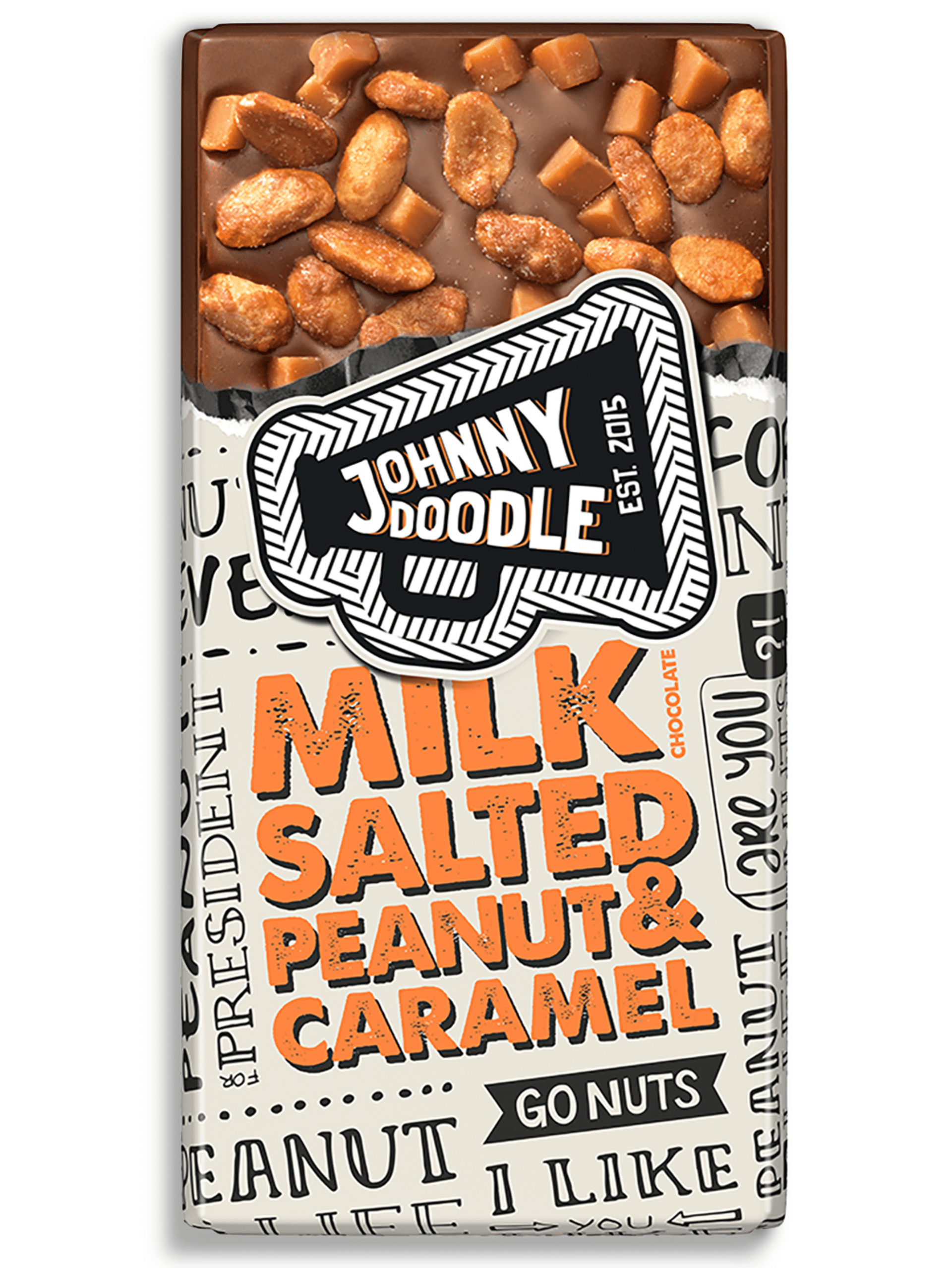 E-shop Johny Doodle Mliečna čokoláda, slané arašidy a karamel 150 g