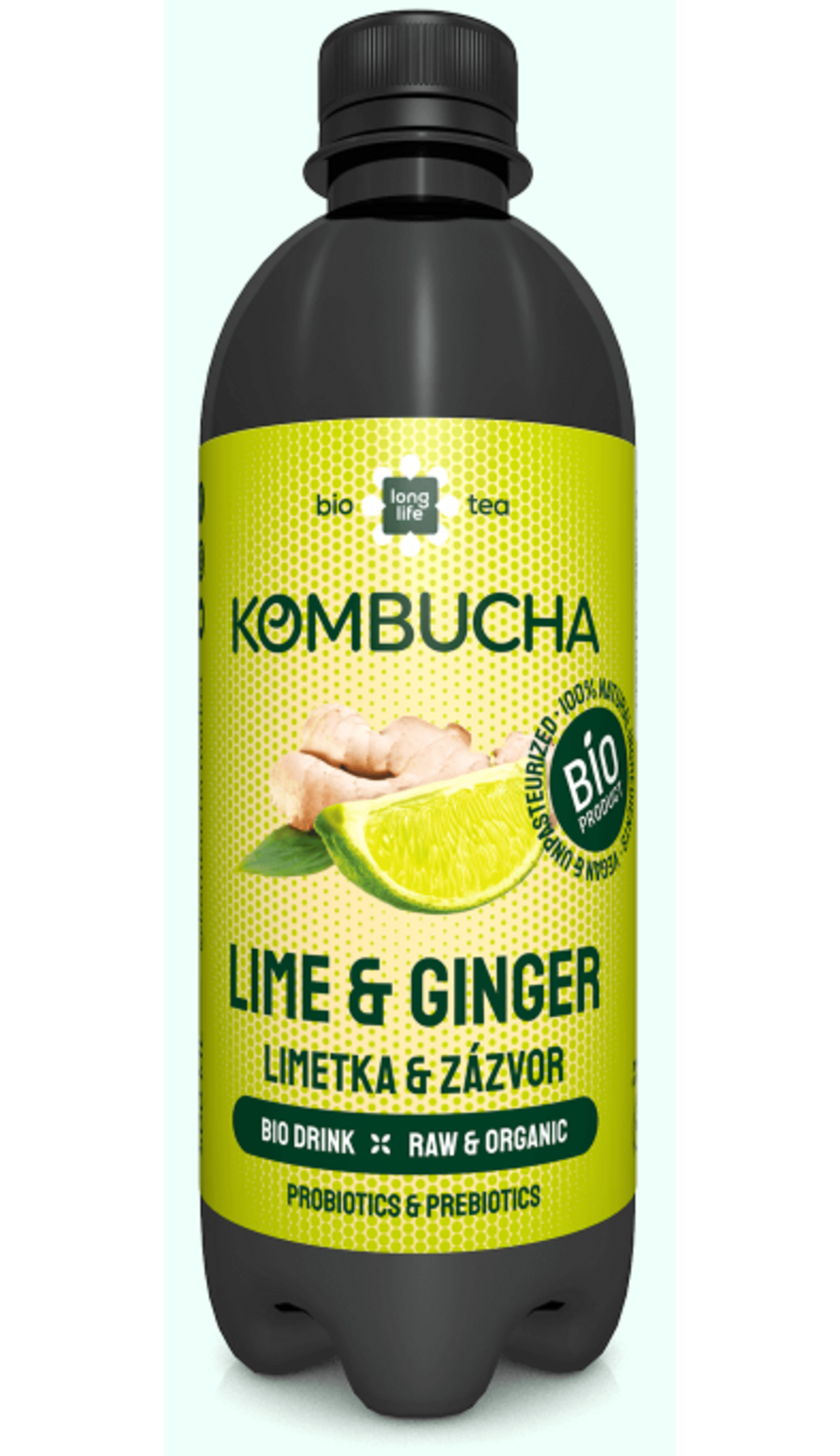 E-shop Long life biotea Kombucha limeta zázvor 500 ml