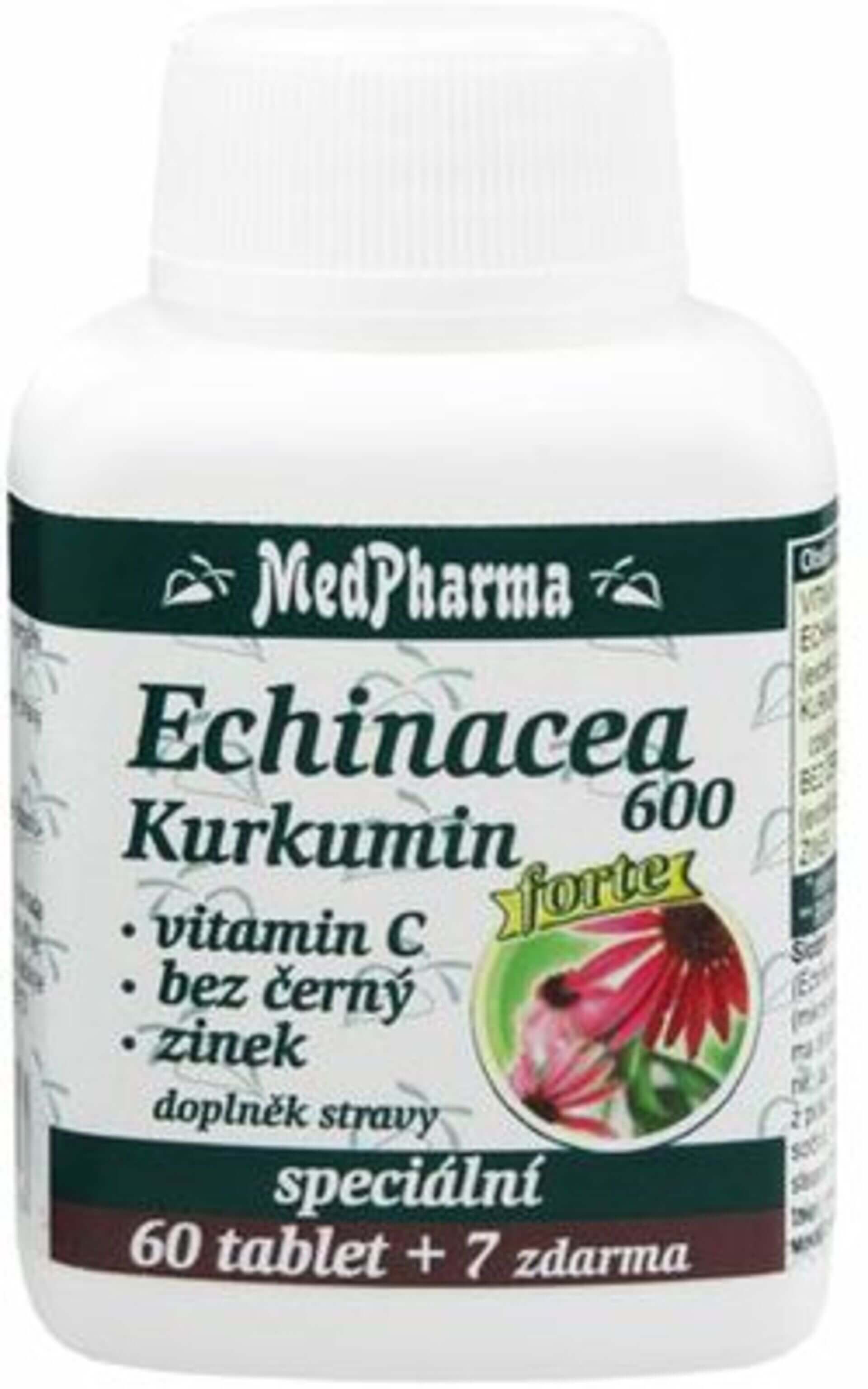 E-shop MedPharma Echinacea 600 Forte + kurkumín + vit.C + baza čierna + zinok 67 tablet