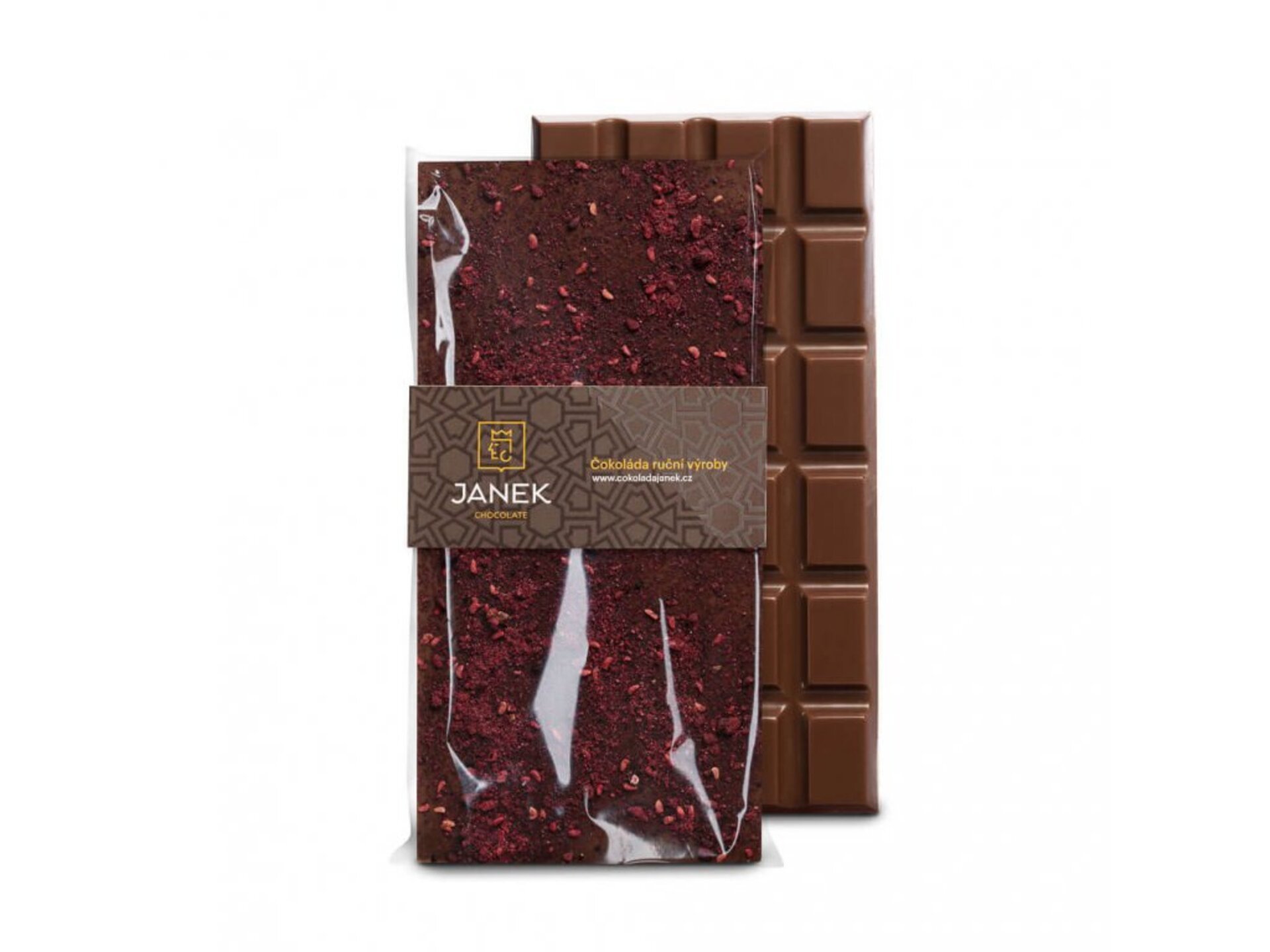 E-shop Čokoládovňa Janek Mliečna čokoláda s drvenými lyofilizovanými malinami a ostružinami 85 g