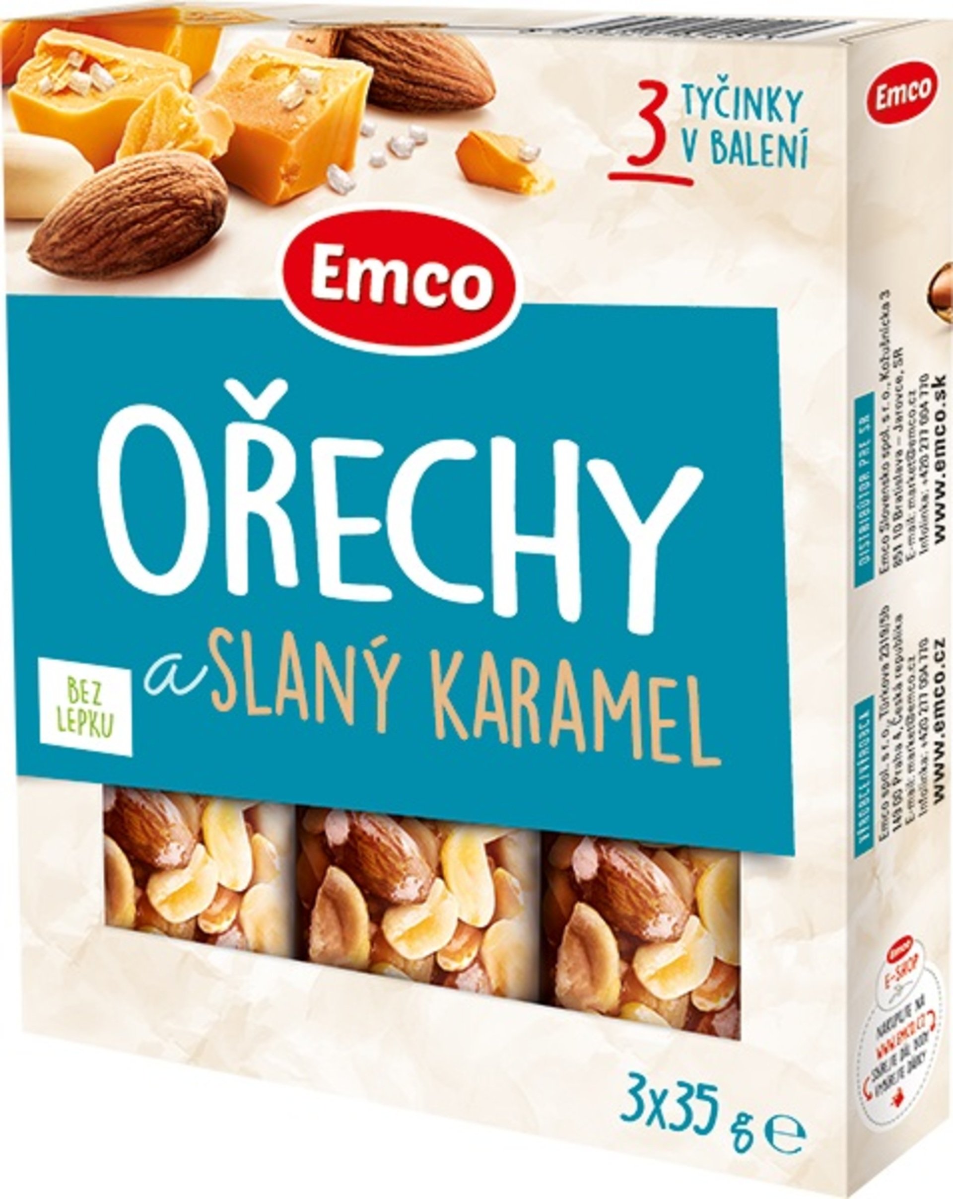 E-shop Emco Tyčinka s orechmi a slaným karamelom 3x 35 g