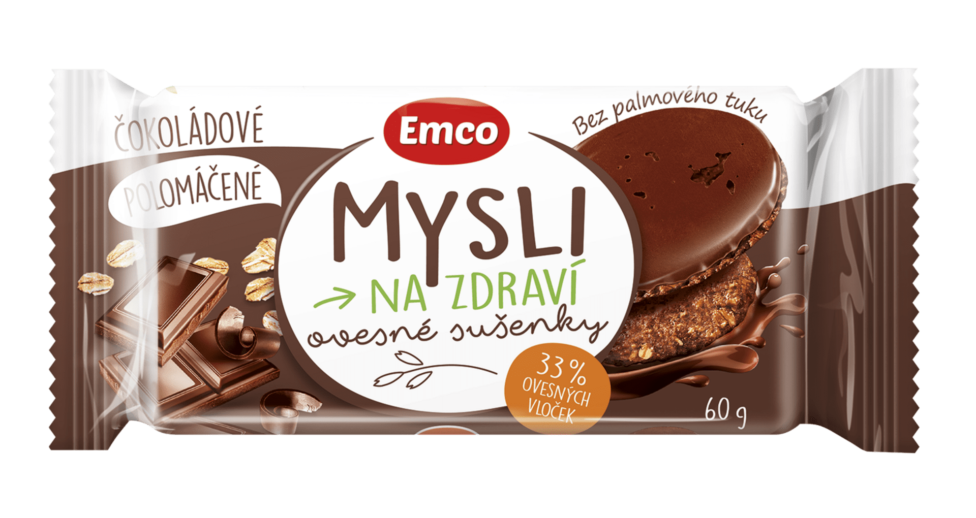 E-shop Emco Mysli Ovsené sušienky polomáčané čokoládové 60 g