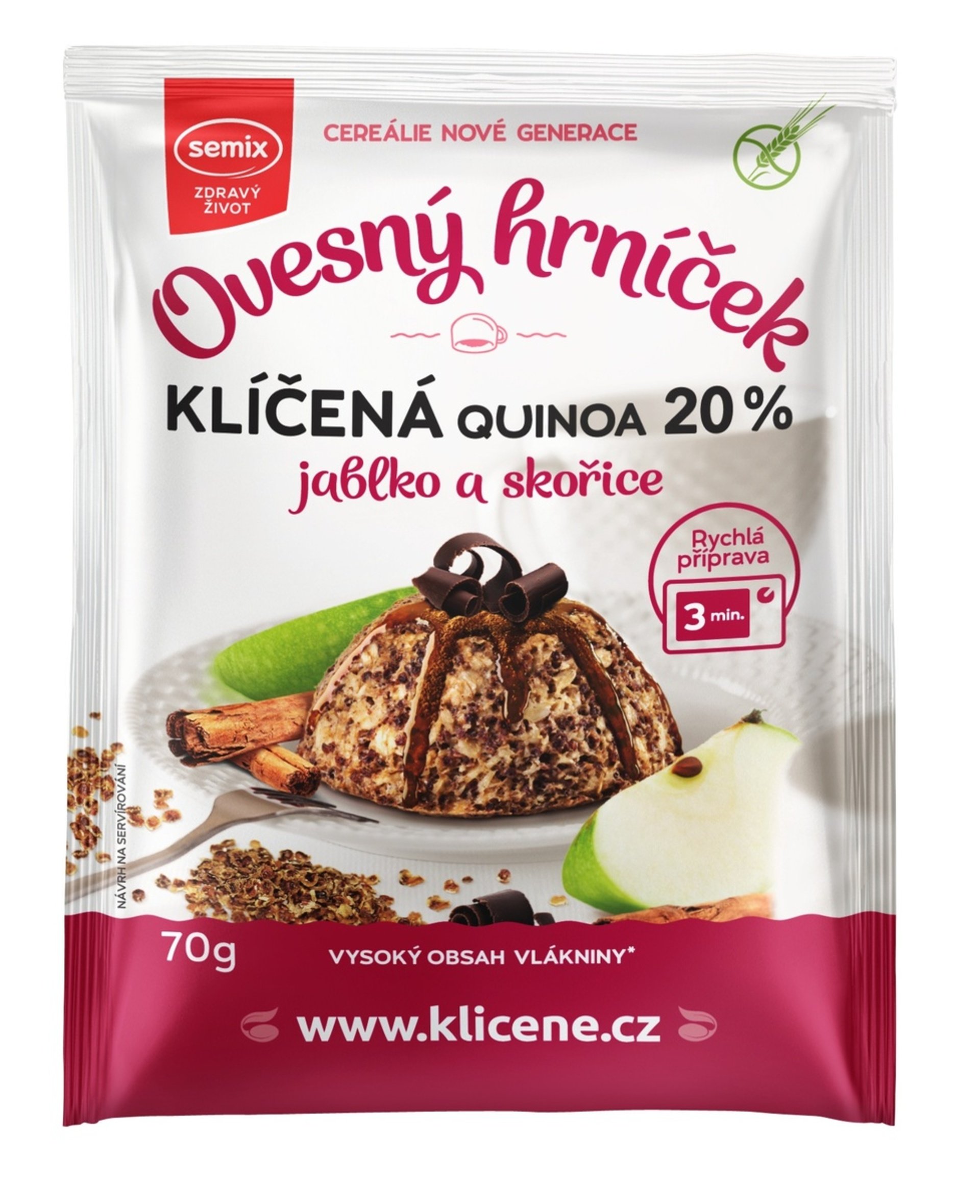 E-shop Semix Ovesný hrnček s klíčenia quinoa, jablkami a škoricou bez lepku 70 g