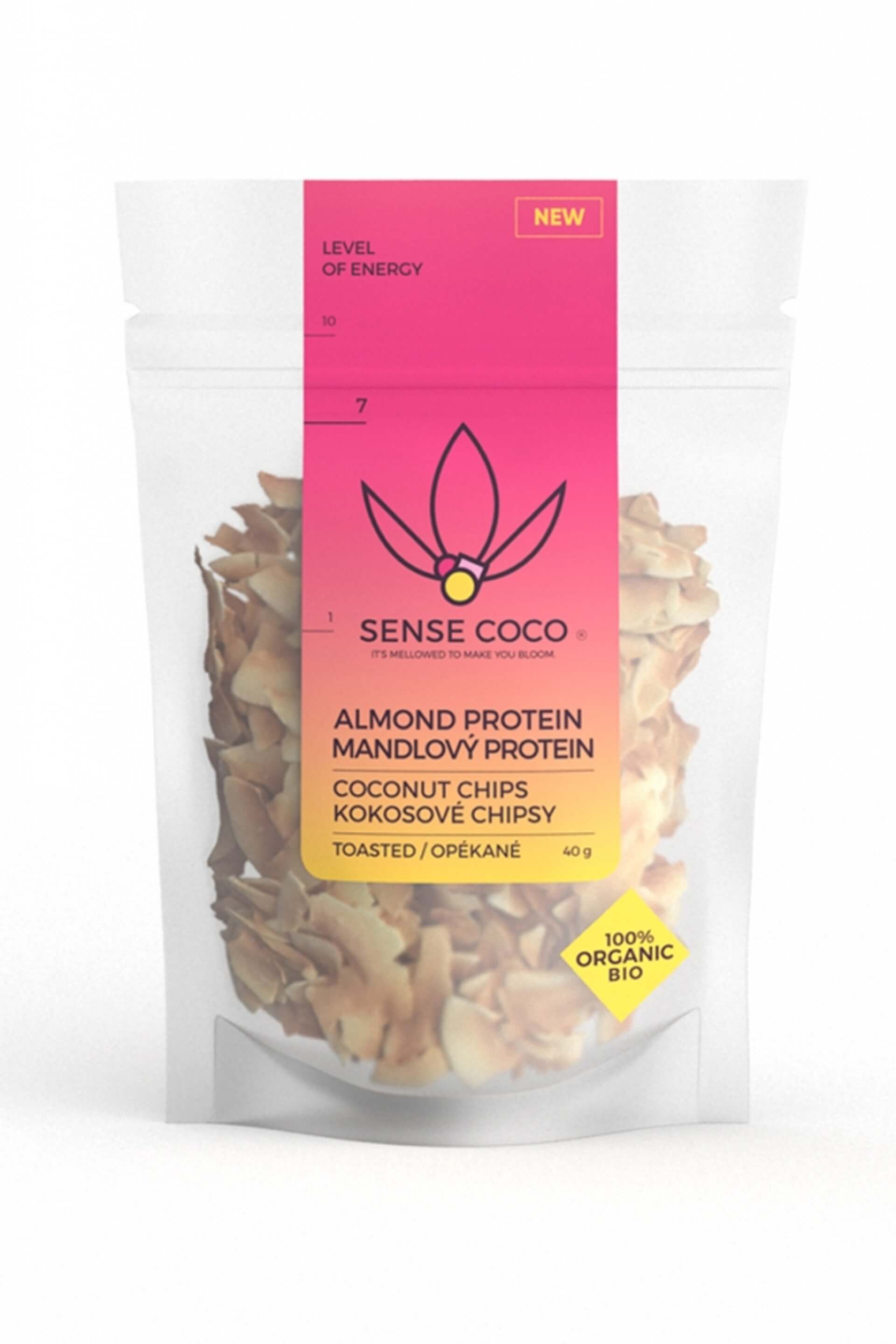 E-shop Sense Coco Bio kokosové čipsy proteínové mandľové 40 g