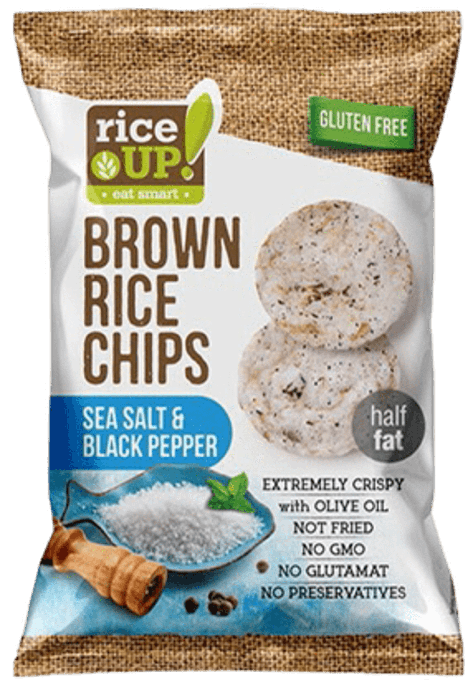 Rice Up Ryžové chipsy morská soľ a korenie 60 g