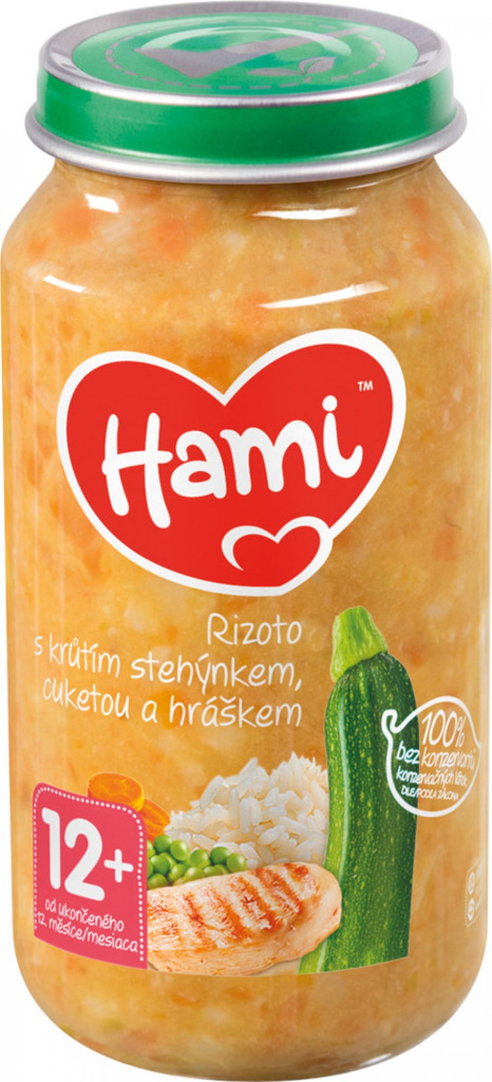 E-shop Hami Mäsozeleninový príkrm Rizoto s morčacím stehienkom, cuketou a hráškom 250 g