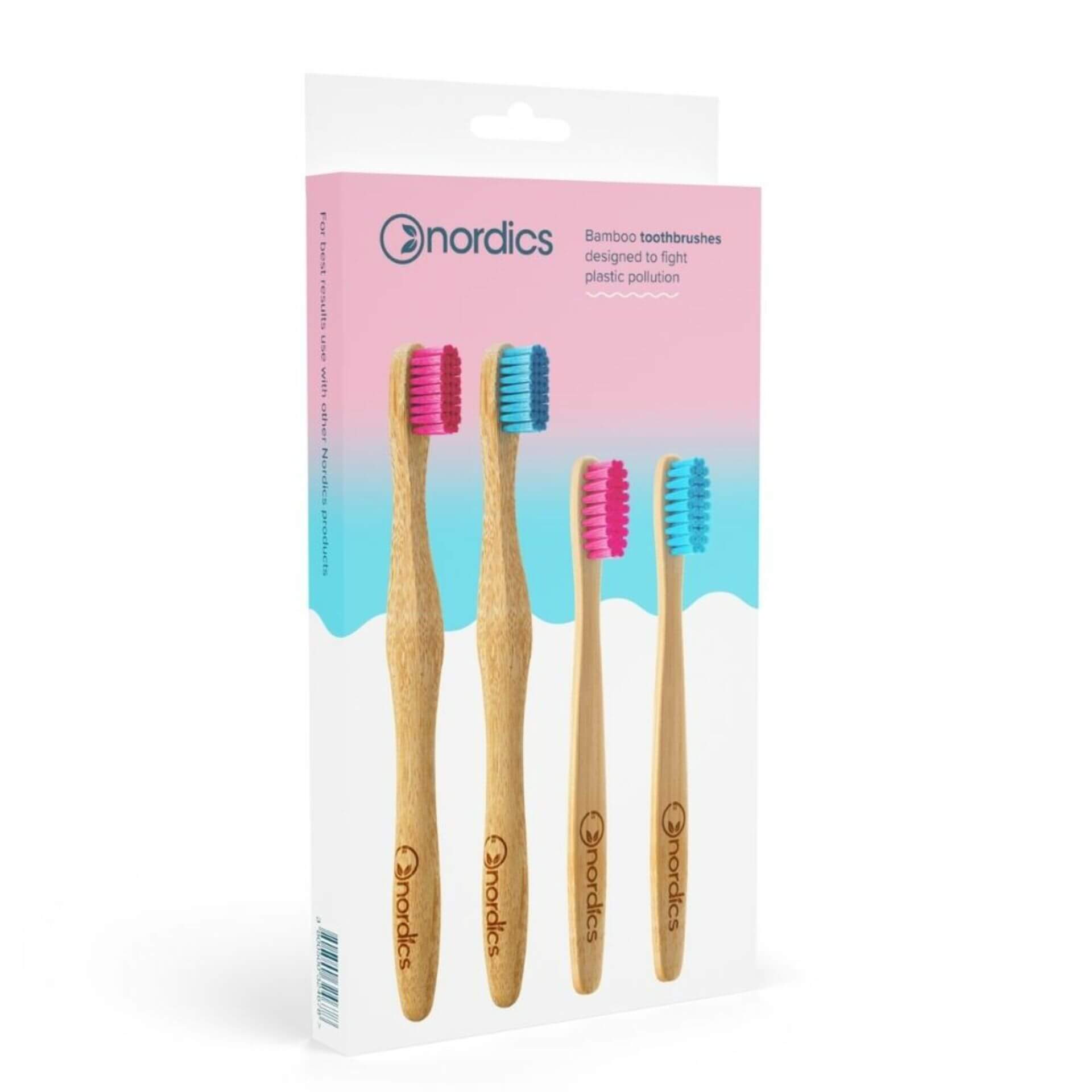 E-shop Nordics Sada bambusových zubných kefiek pre deti i dospelých 4 ks