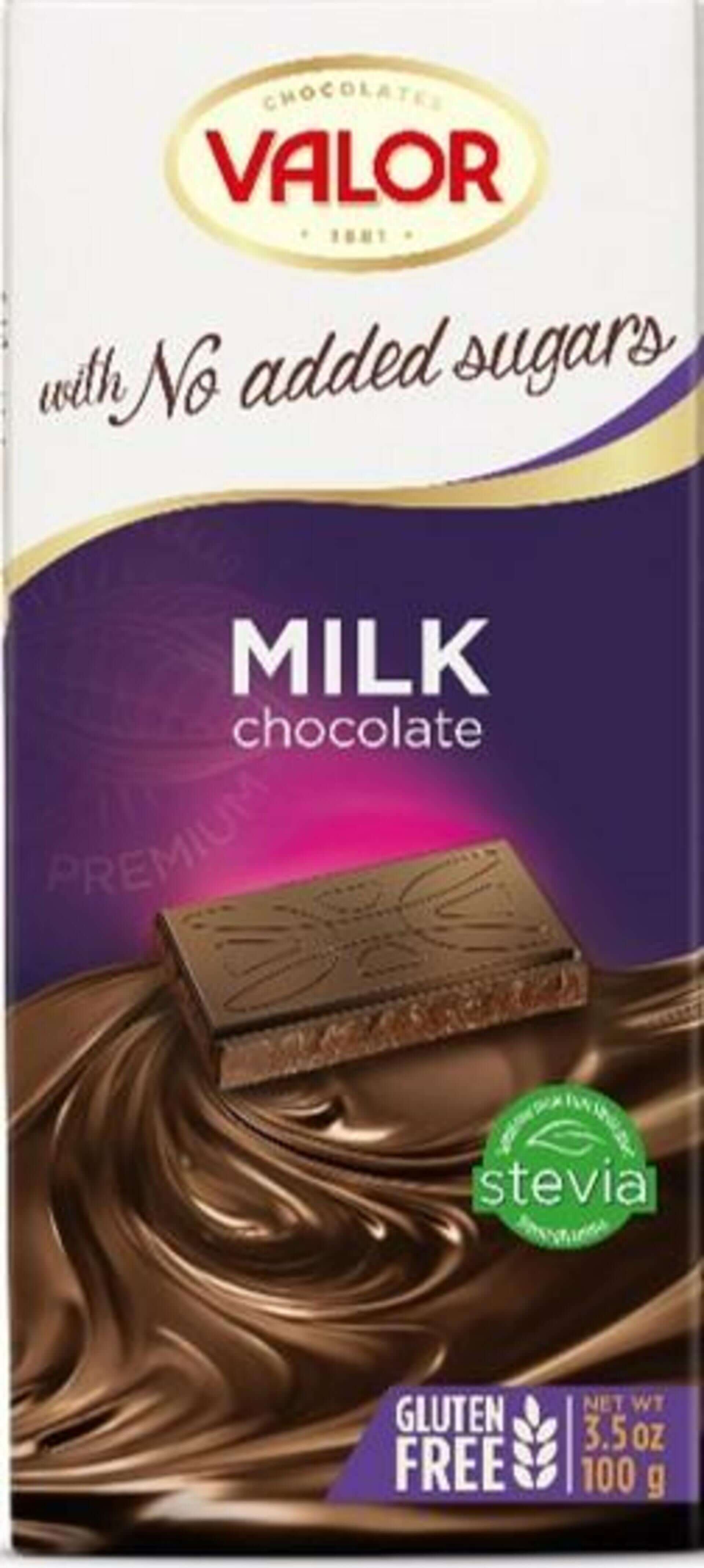 E-shop VALOR Mliečna čok 36% kakaa, bez cukru, lepku 100 g