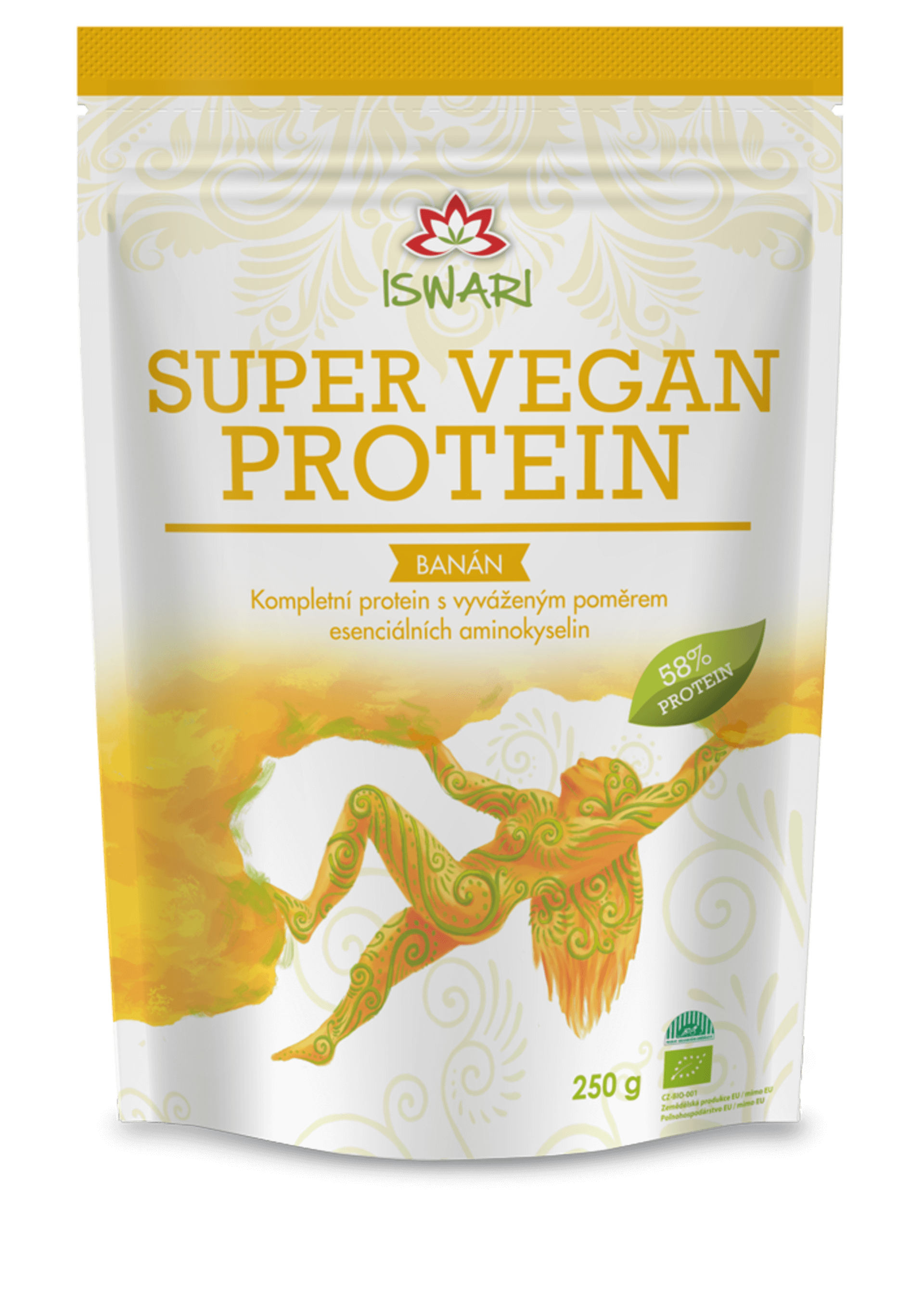Iswari Super vegan 58% proteín banán BIO 250 g