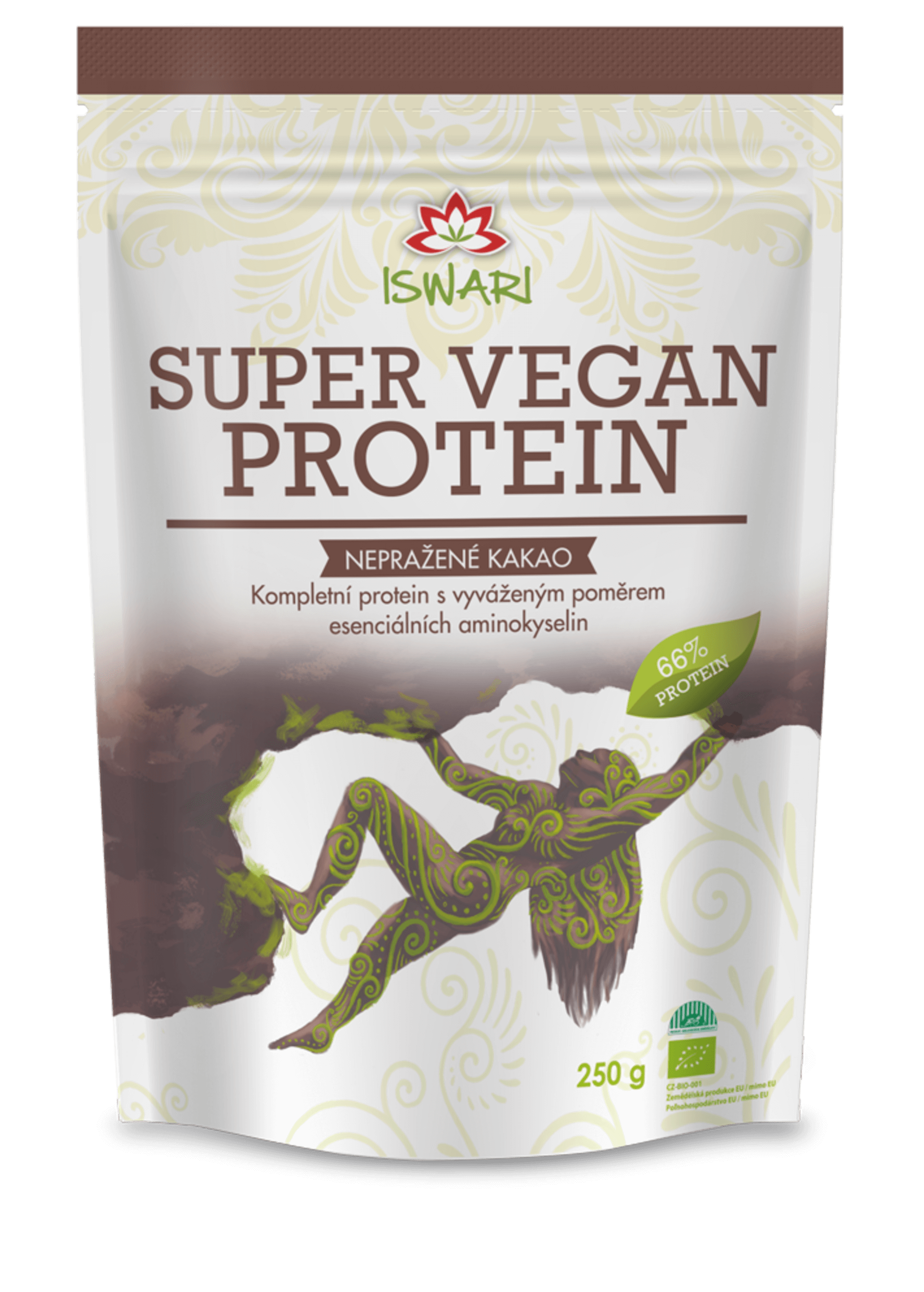 Iswari Super vegan 66% proteín kakao BIO 250 g