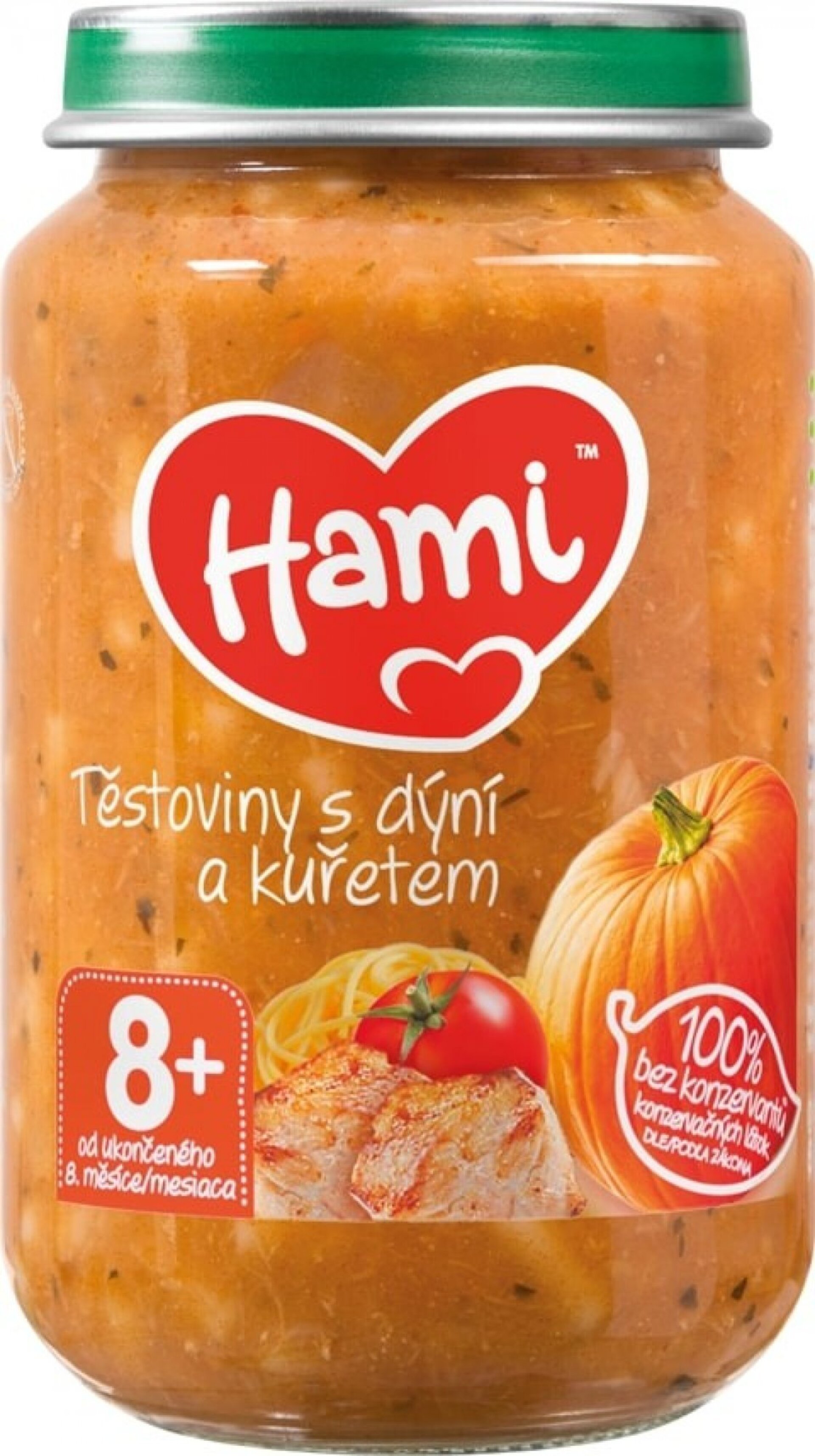 E-shop Hami Mäsozeleninový príkrm Cestoviny s tekvicou a kuraťom 200 g