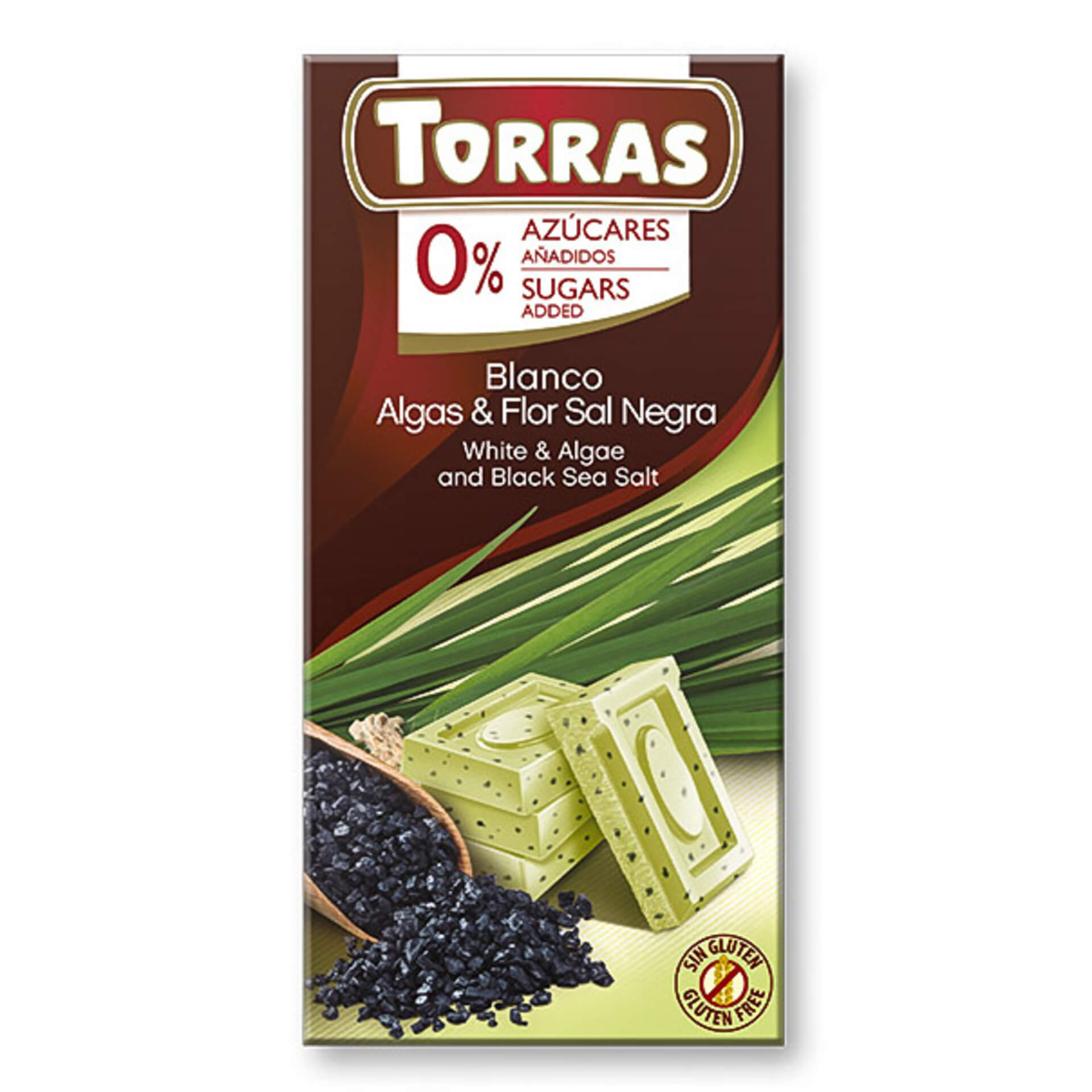 E-shop Torras čokoláda s chlorelou a čiernou morskou soľou 75 g