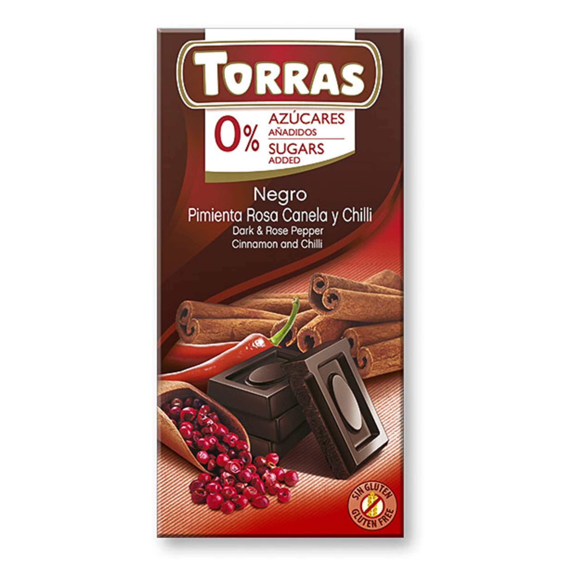 E-shop Torras čokoláda s ružovým korením, škoricou a chilli 75 g