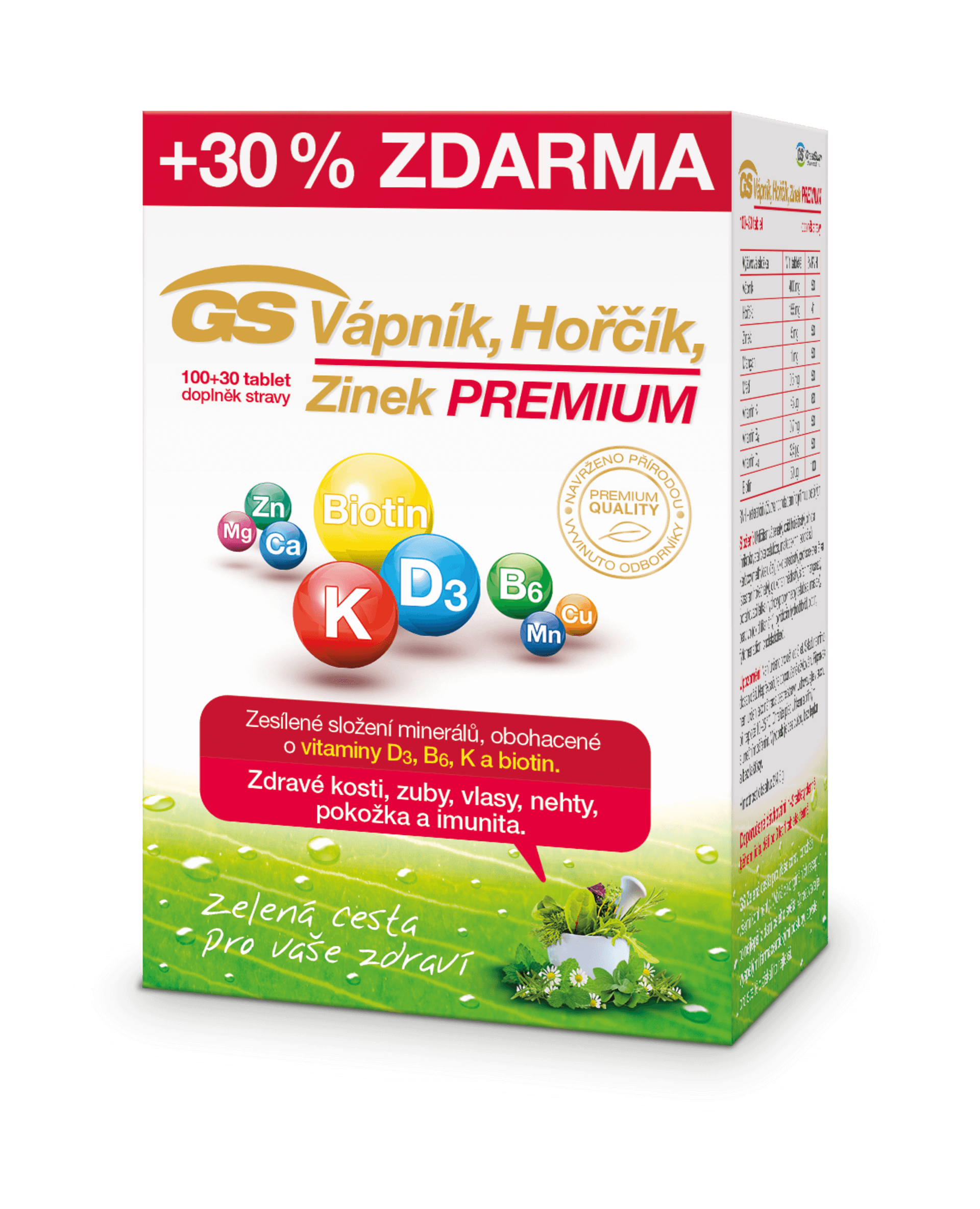 GS Vápnik horčík zinok Premium 100+30 tabliet