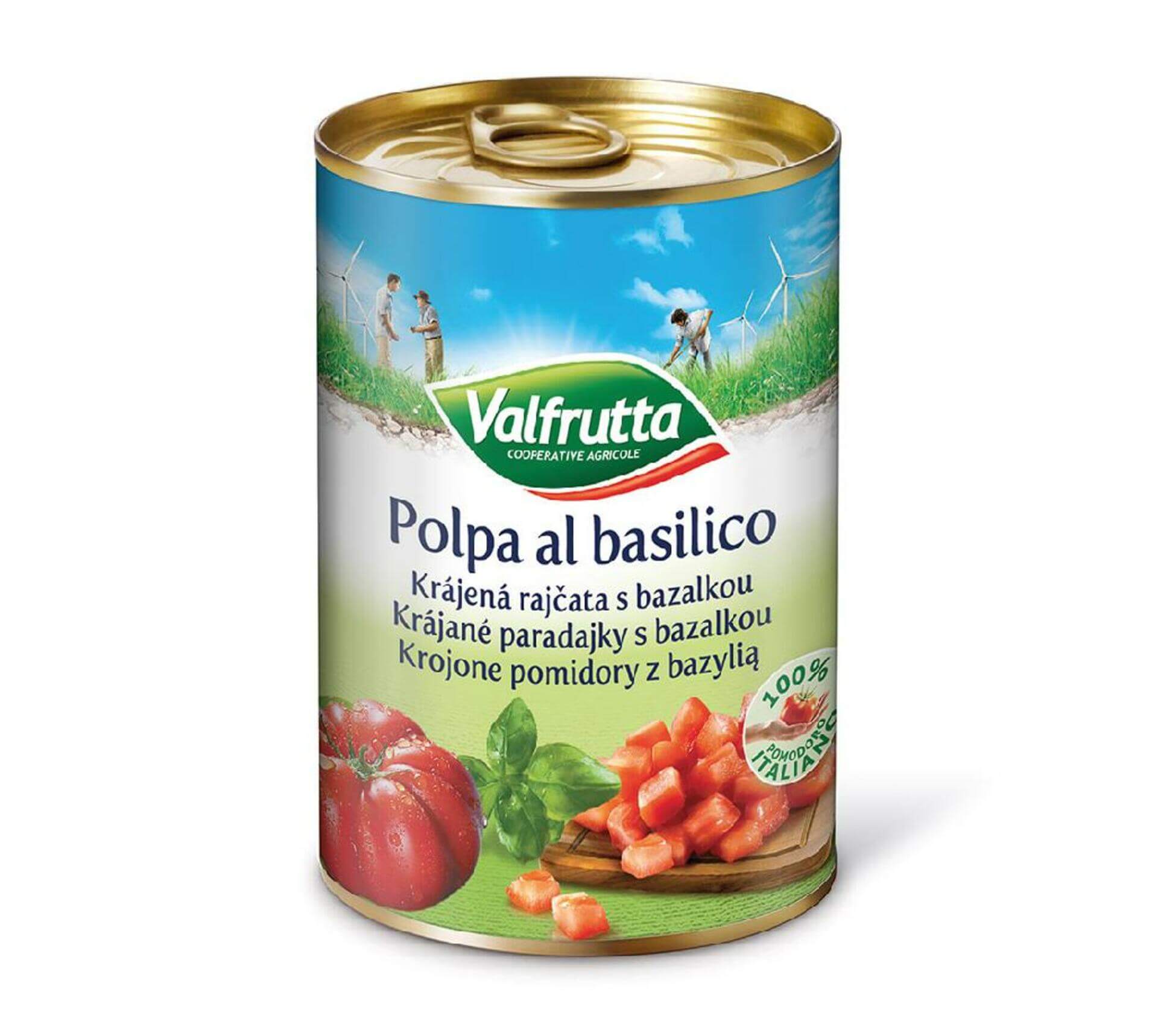 E-shop Valfrutta Krájané paradajky s bazalkou 400 g