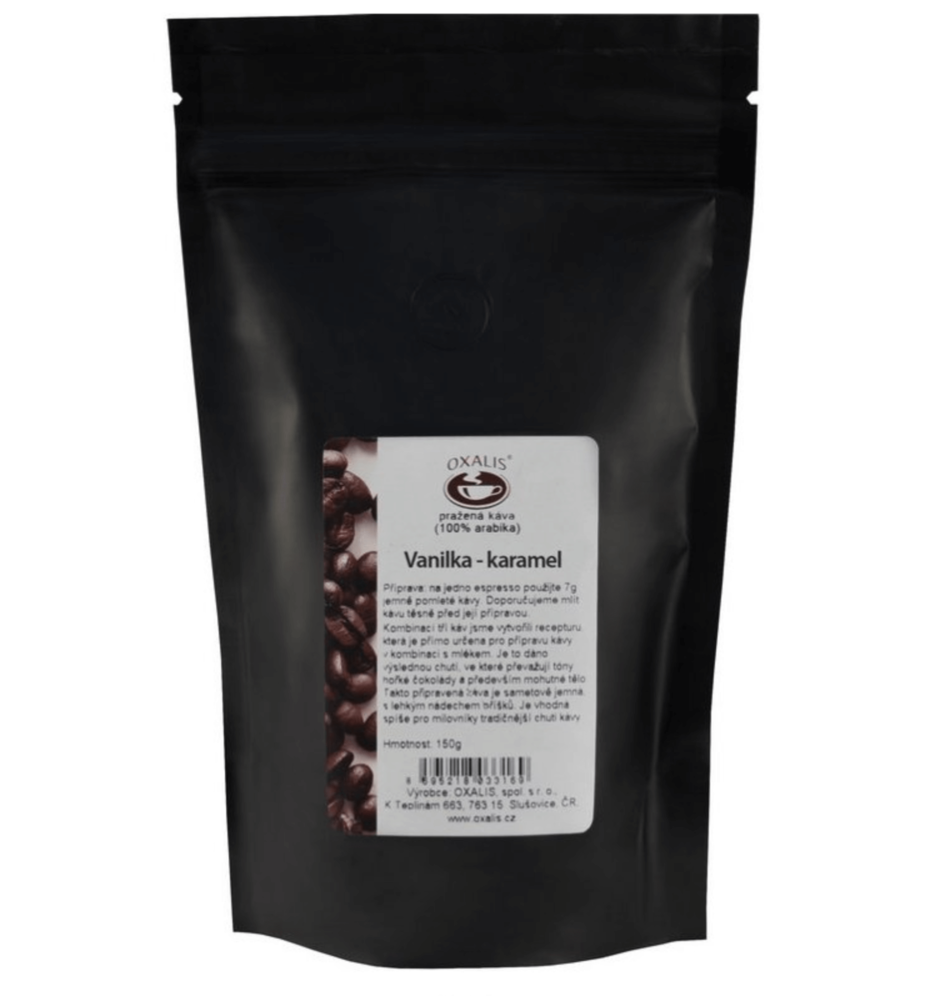 E-shop Oxalis káva aromatizovaná mletá - vanilka - karamel 150 g