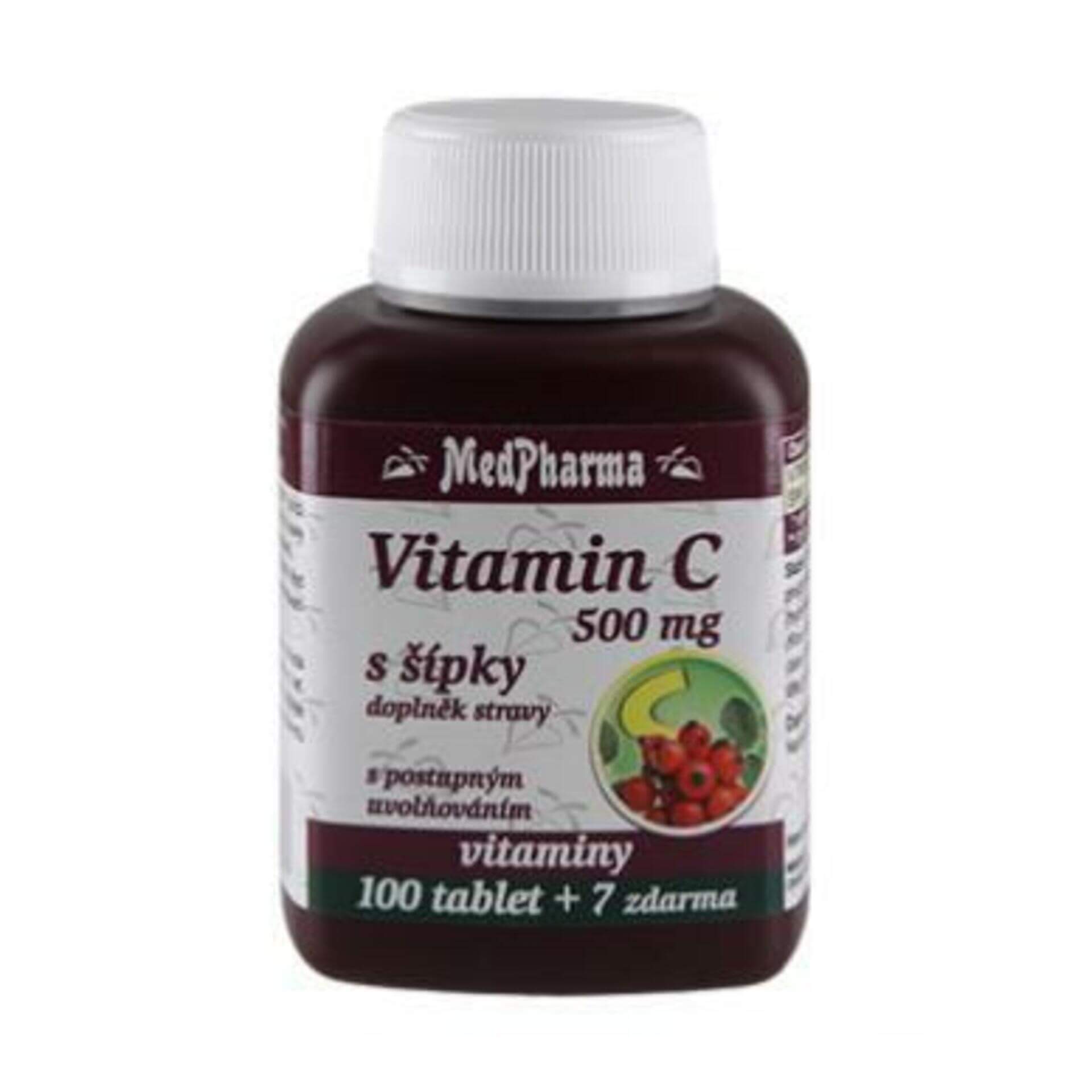E-shop MedPharma Vitamín C 500 mg so šípkami, predĺžený účinok 107 tabliet