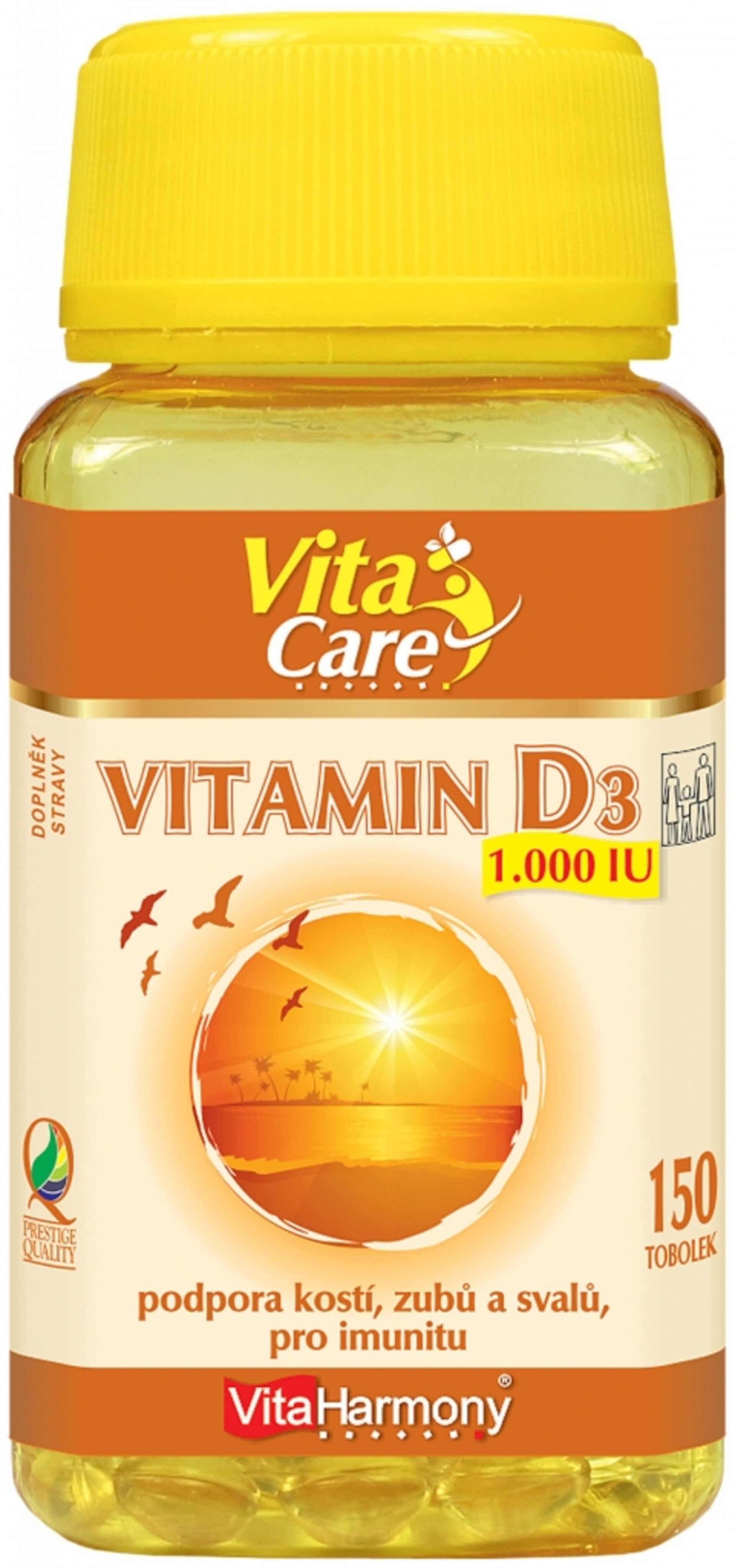 E-shop VitaHarmony Vitamín D3 1000 mj 25 mikrogramov 150 kapsúl