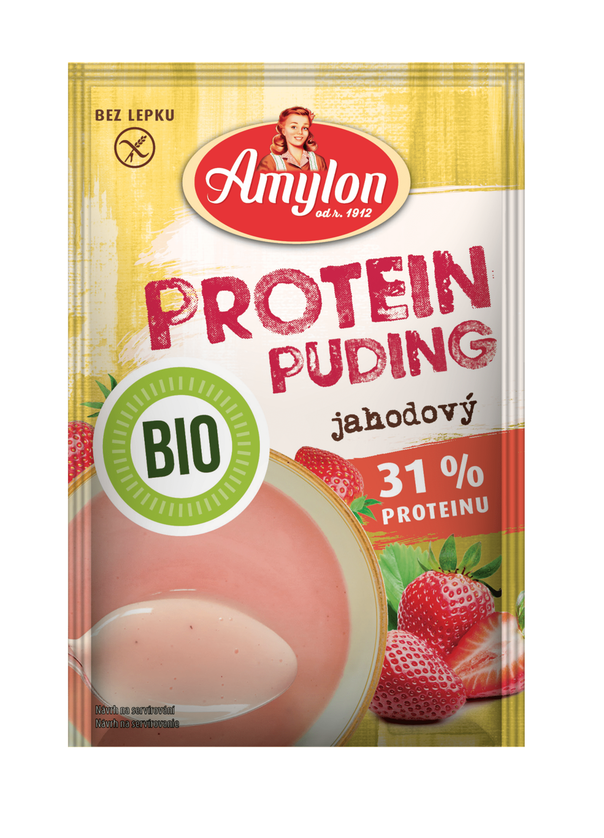 E-shop Amylon Protein puding jahodový bez lepku BIO 45 g