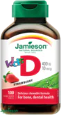 Jamieson Vitamín D3 Kids 400 IU tablety na cmúľanie s príchuťou jahody pre deti 100 tabliet
