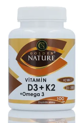 Golden Nature Vitamín D3 2000 IU + K2 + MK-7 + Omega 3 100 tabliet