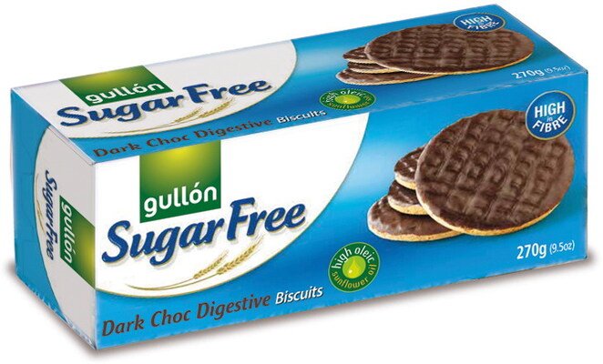 Gullón Dark Choc digestive biscuits oblátky bez cukru s čokoládou 270 g