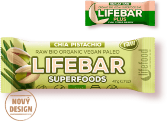 Lifefood Lifebar PLUS chia semienka a mladý jačmeň BIO 47 g